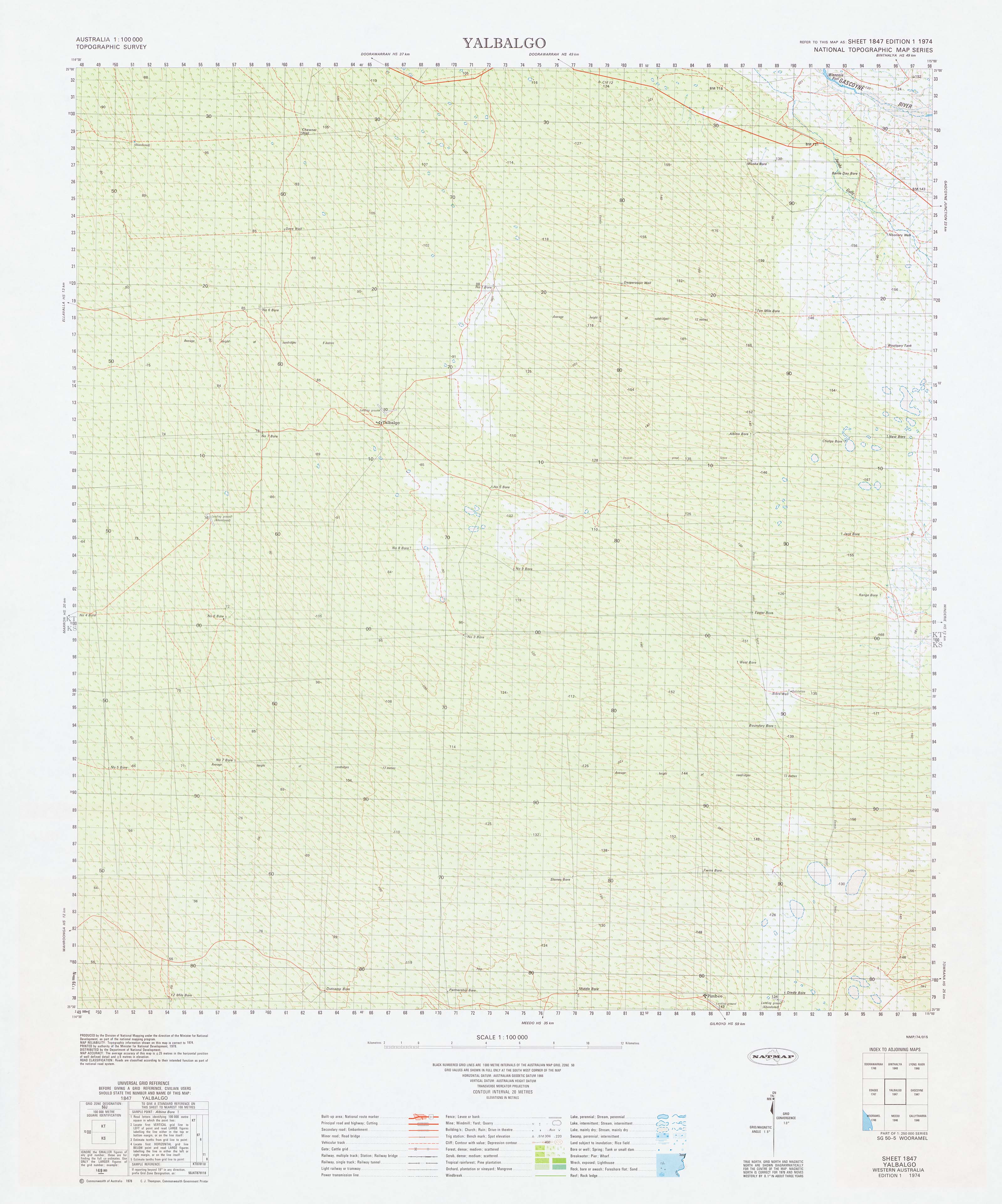 1847 Yalbalgo 1:100k Topographic Map