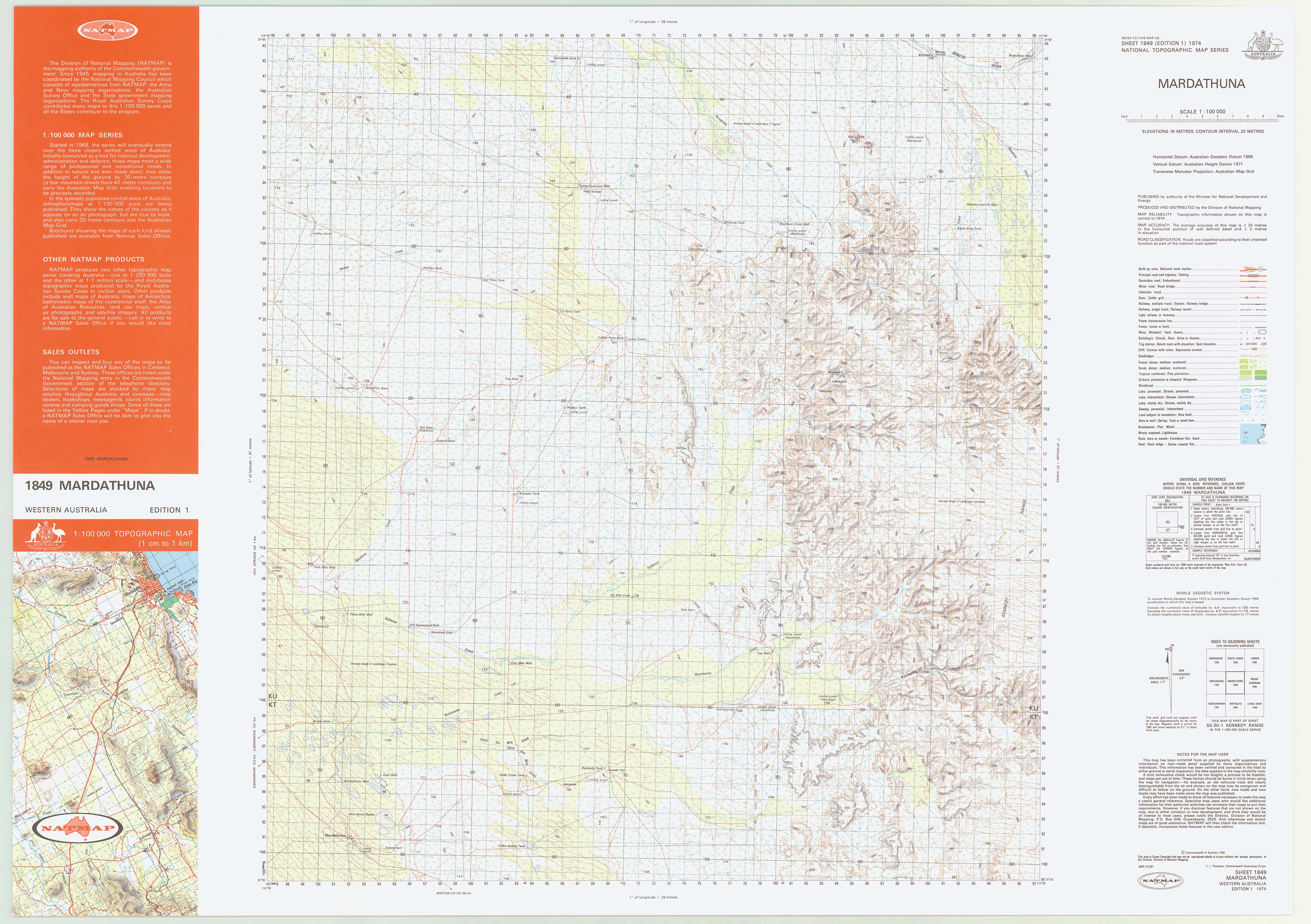 1849 Mardathuna 1:100k Topographic Map