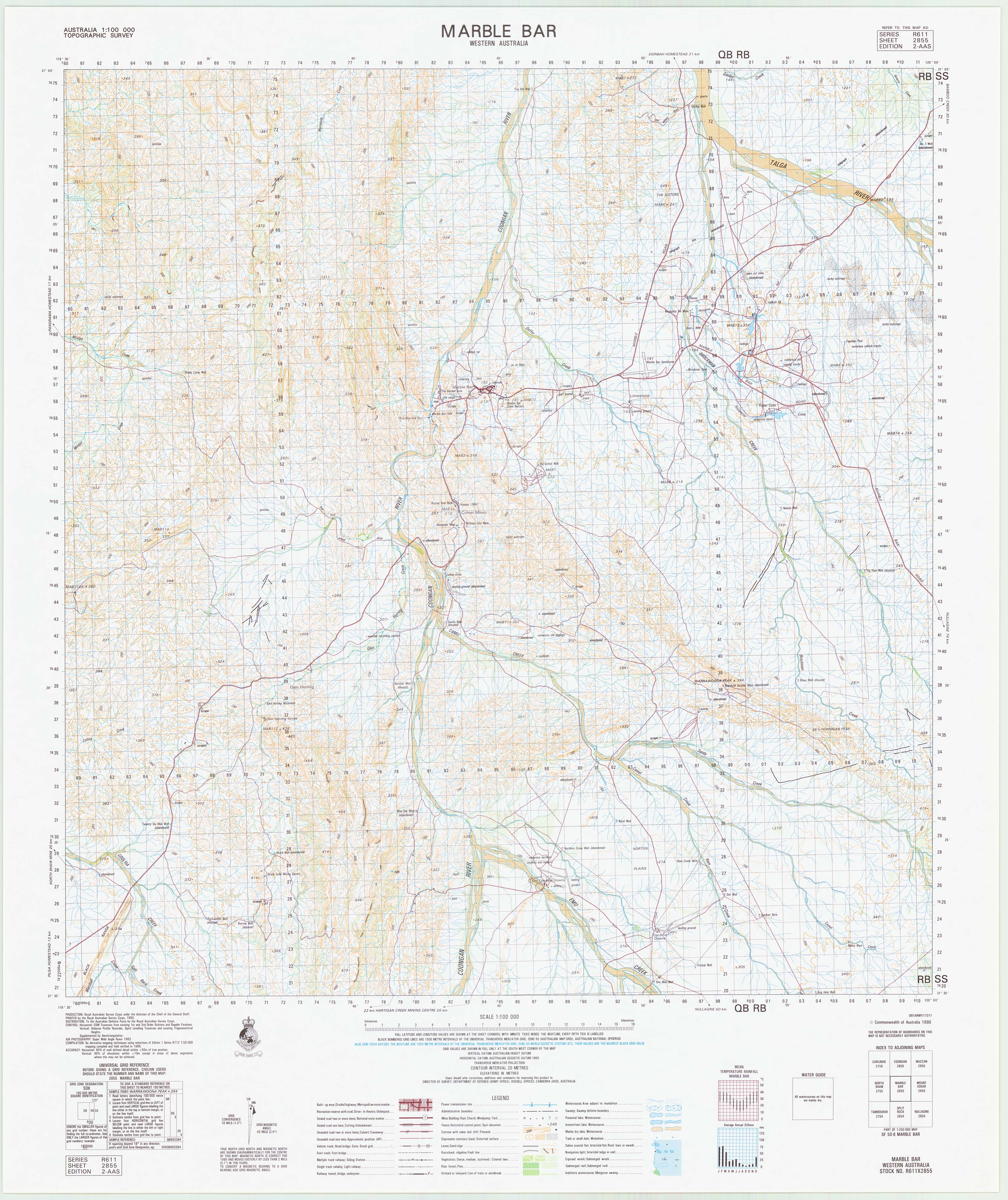 2855 Marble Bar 1:100k Topographic Map