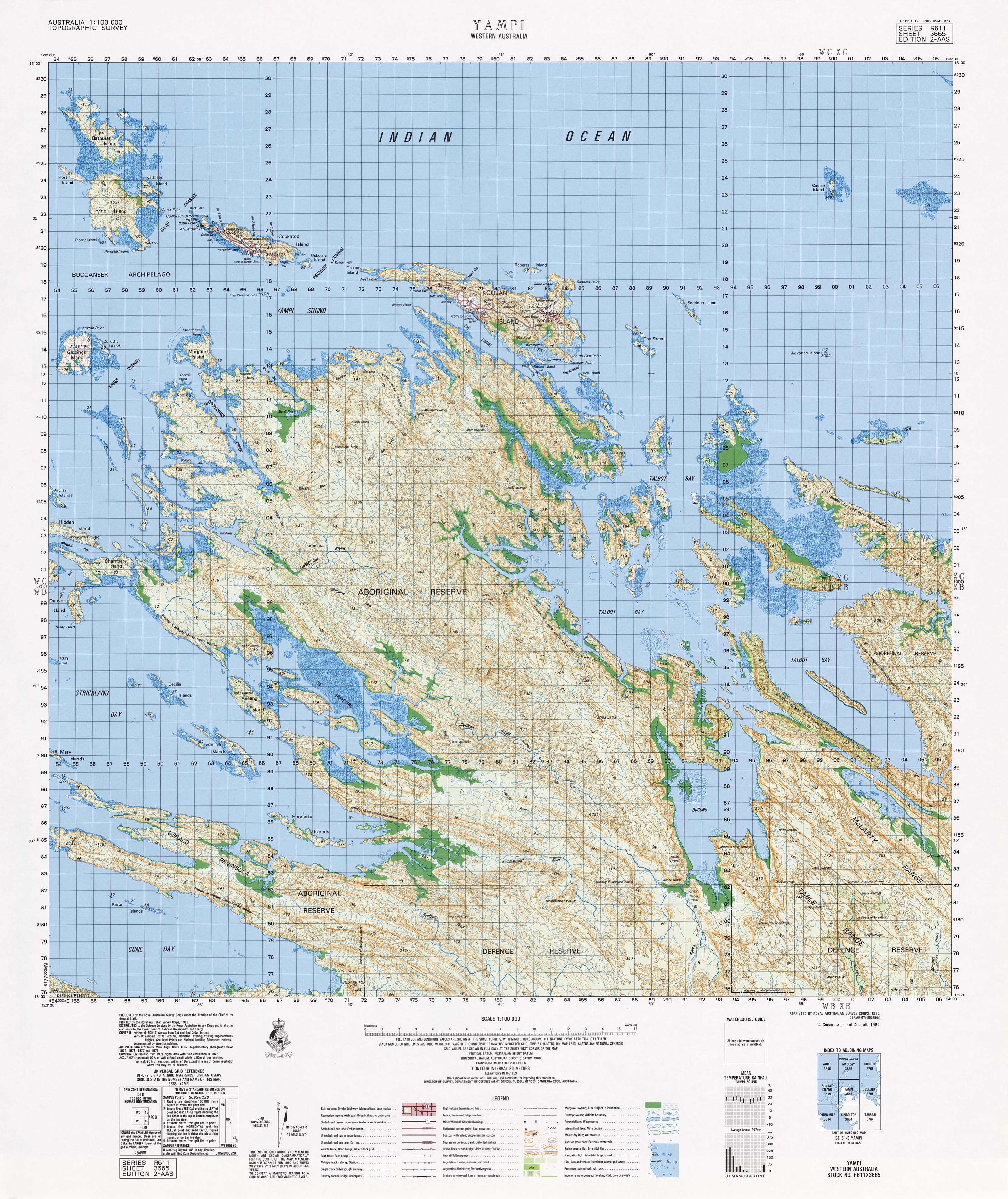 3665 Yampi 1:100k Topographic Map
