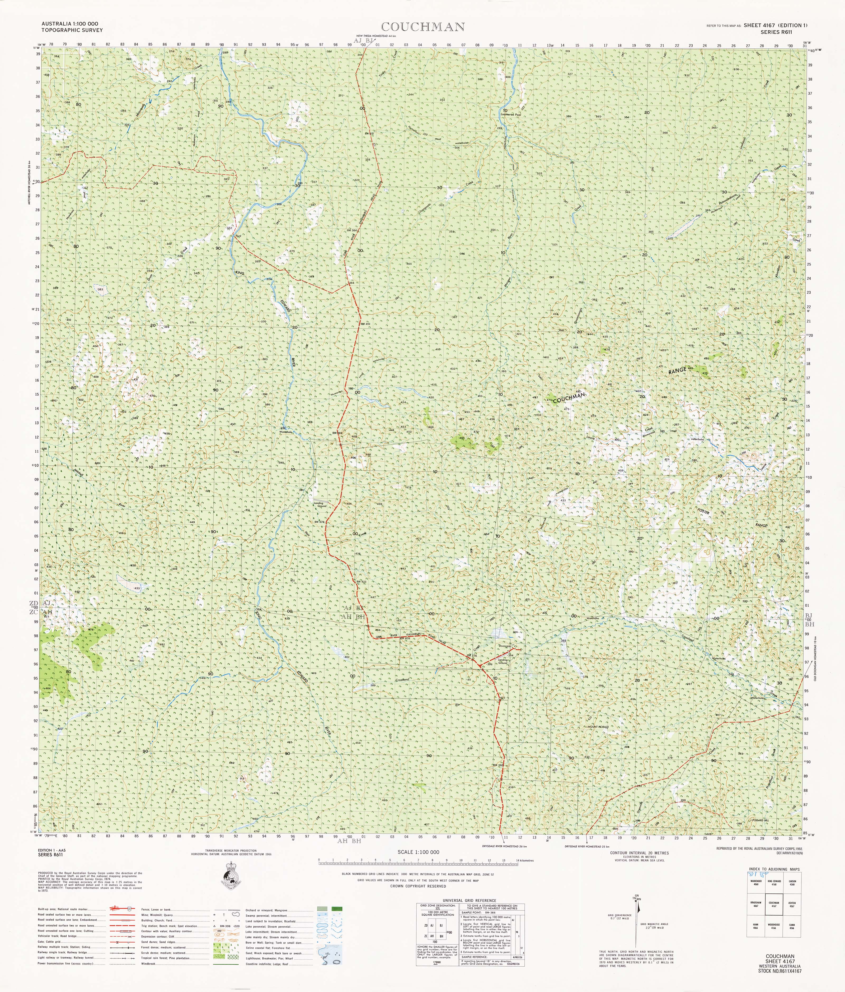 4167 Couchman 1:100k Topographic Map