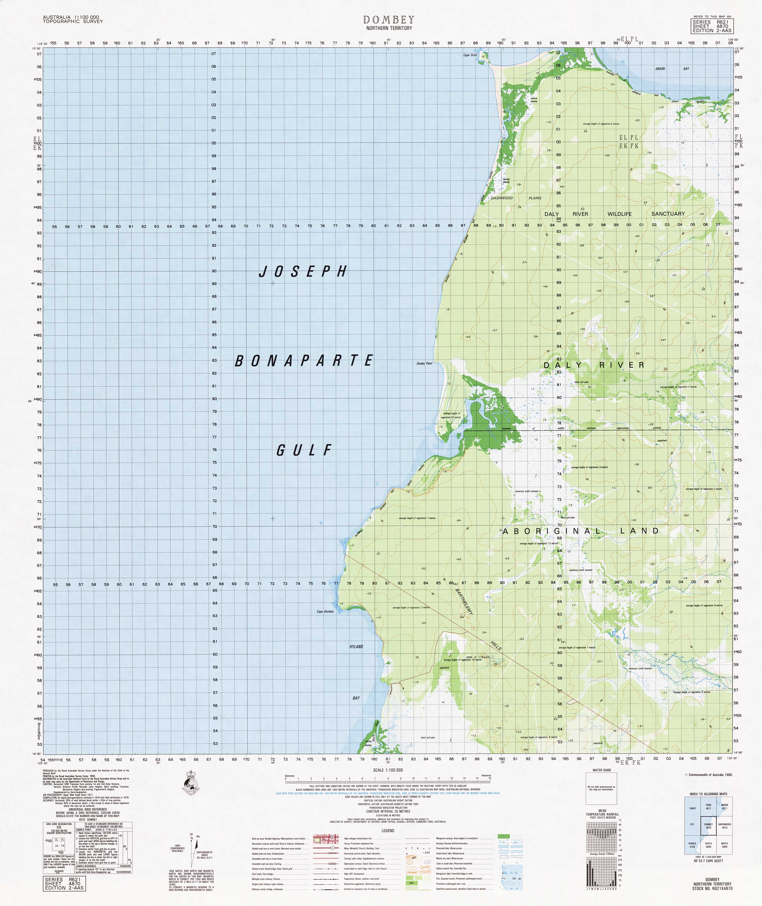 4870 Dombey 1:100k Topographic Map