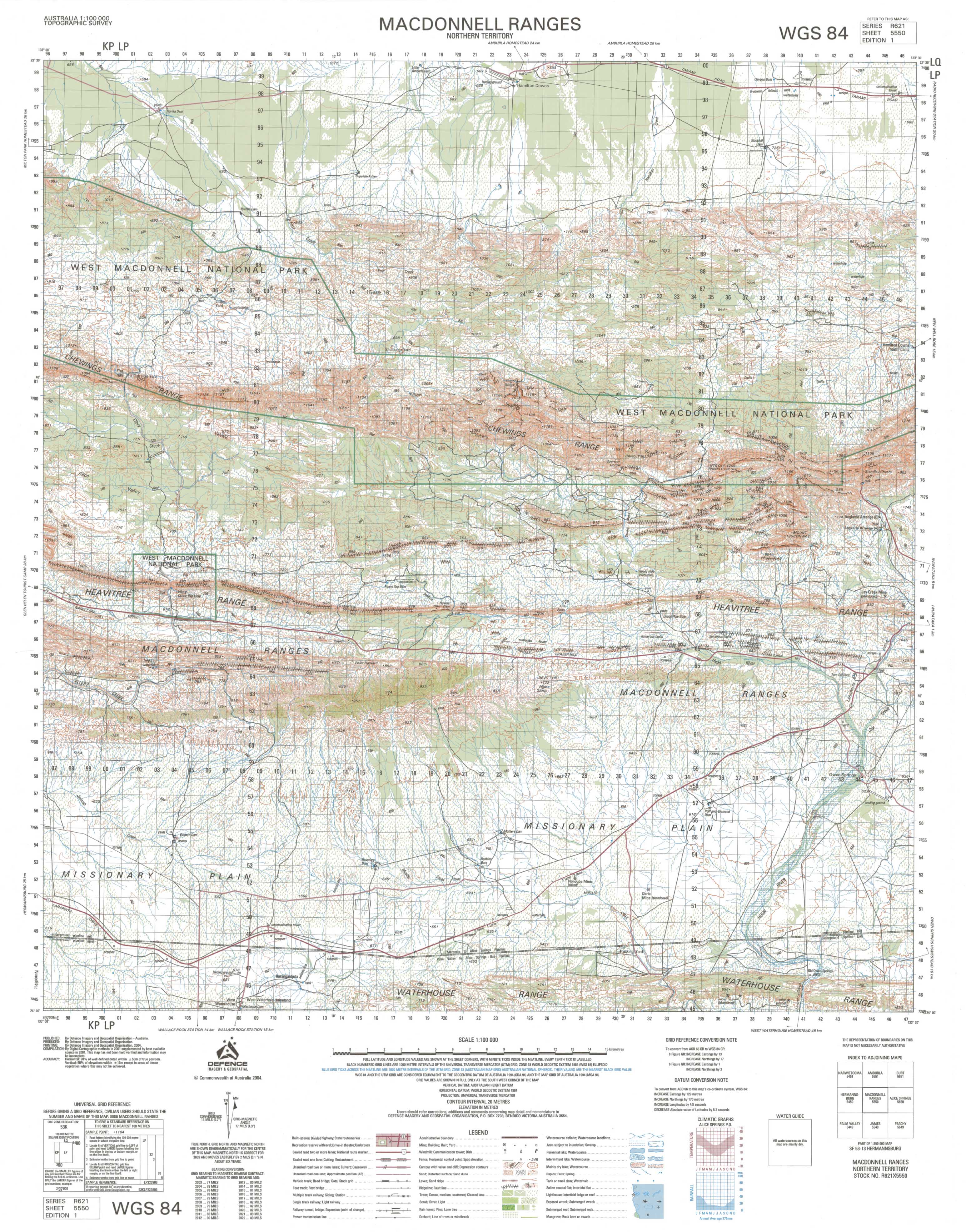 5550 MacDonnell Ranges 1:100k Topographic Map