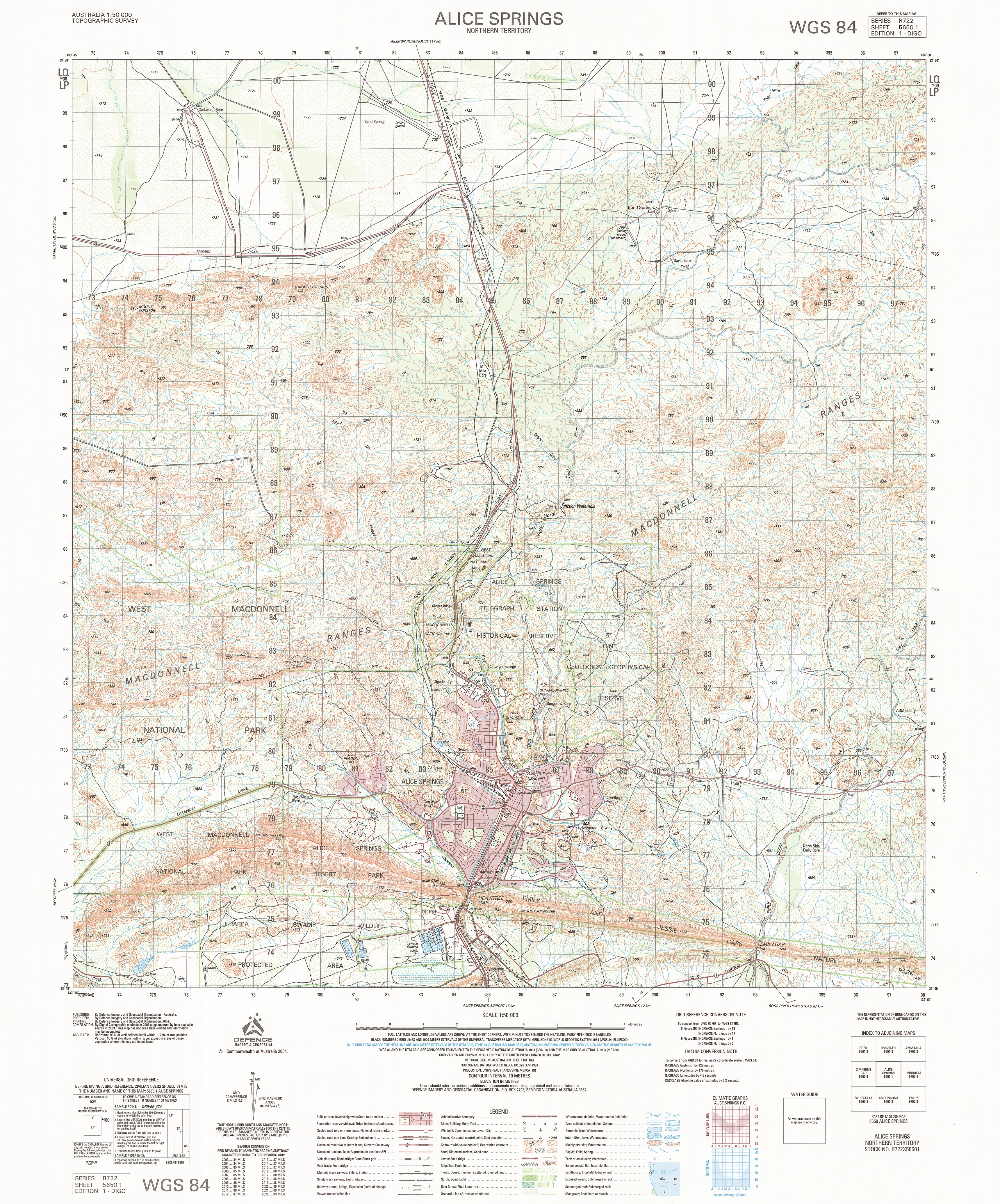 5650-1 Alice Springs 1:50k Topographic Map