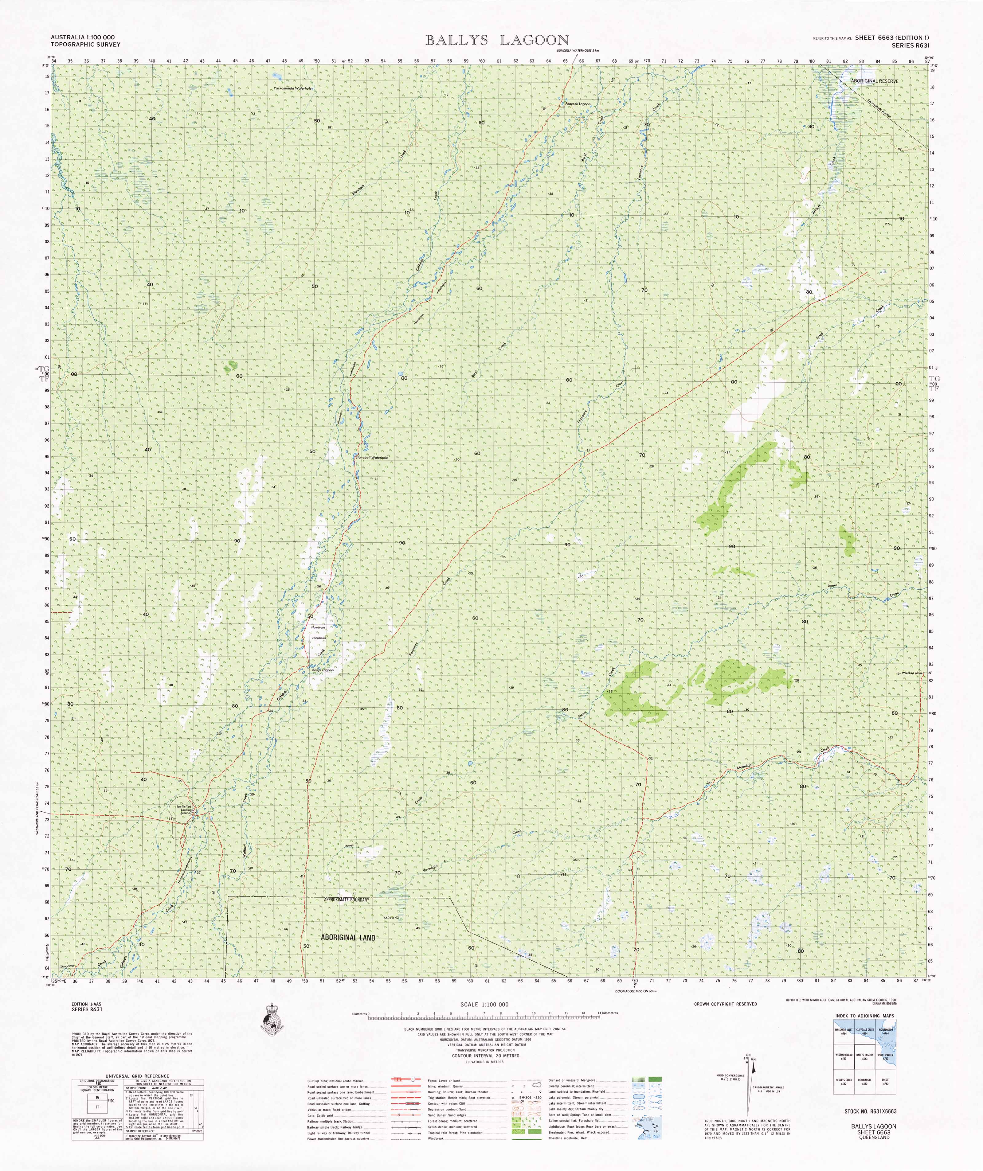 6663 Ballys Lagoon 1:100k Topographic Map