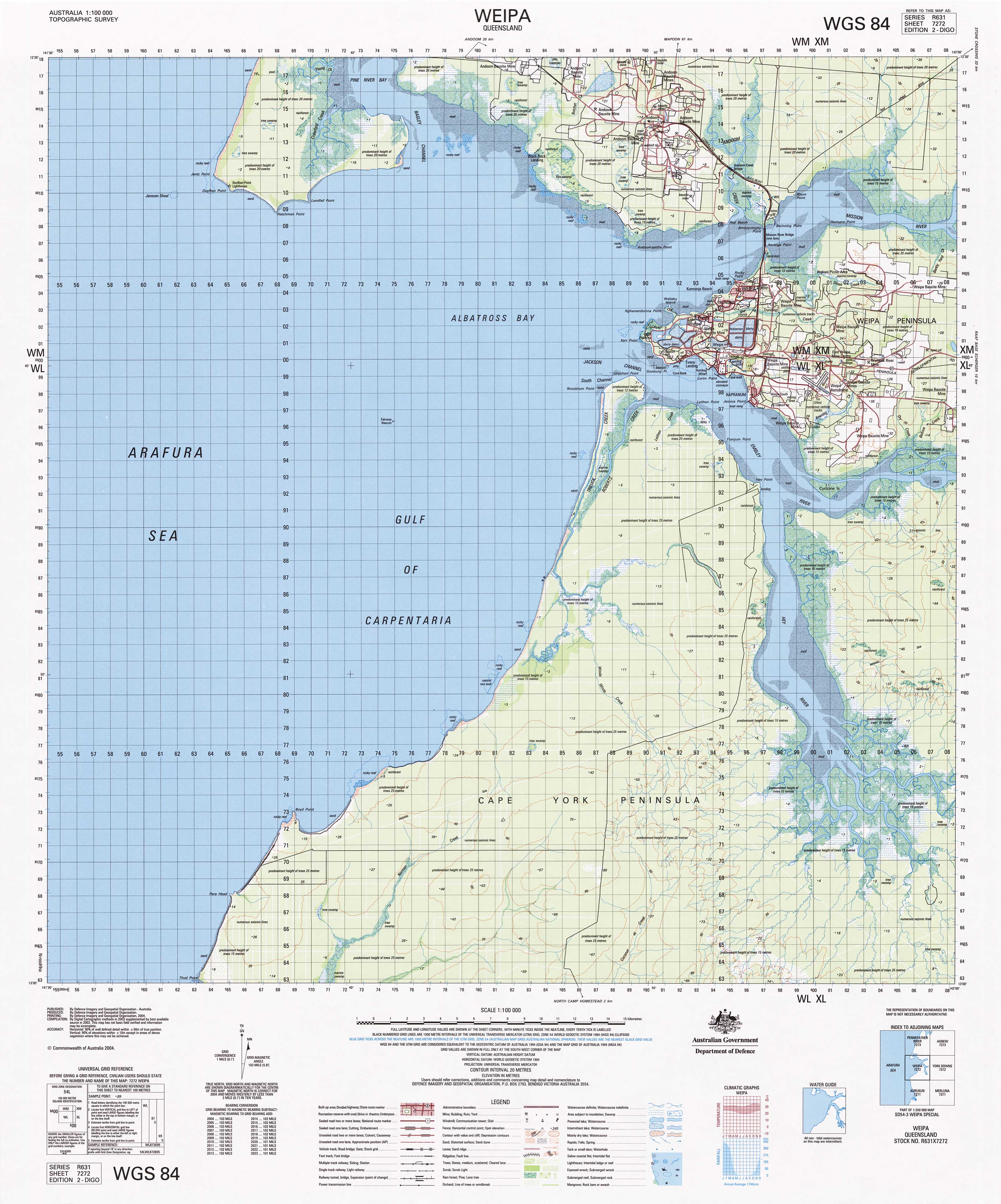 7272 Weipa 1:100k Topographic Map