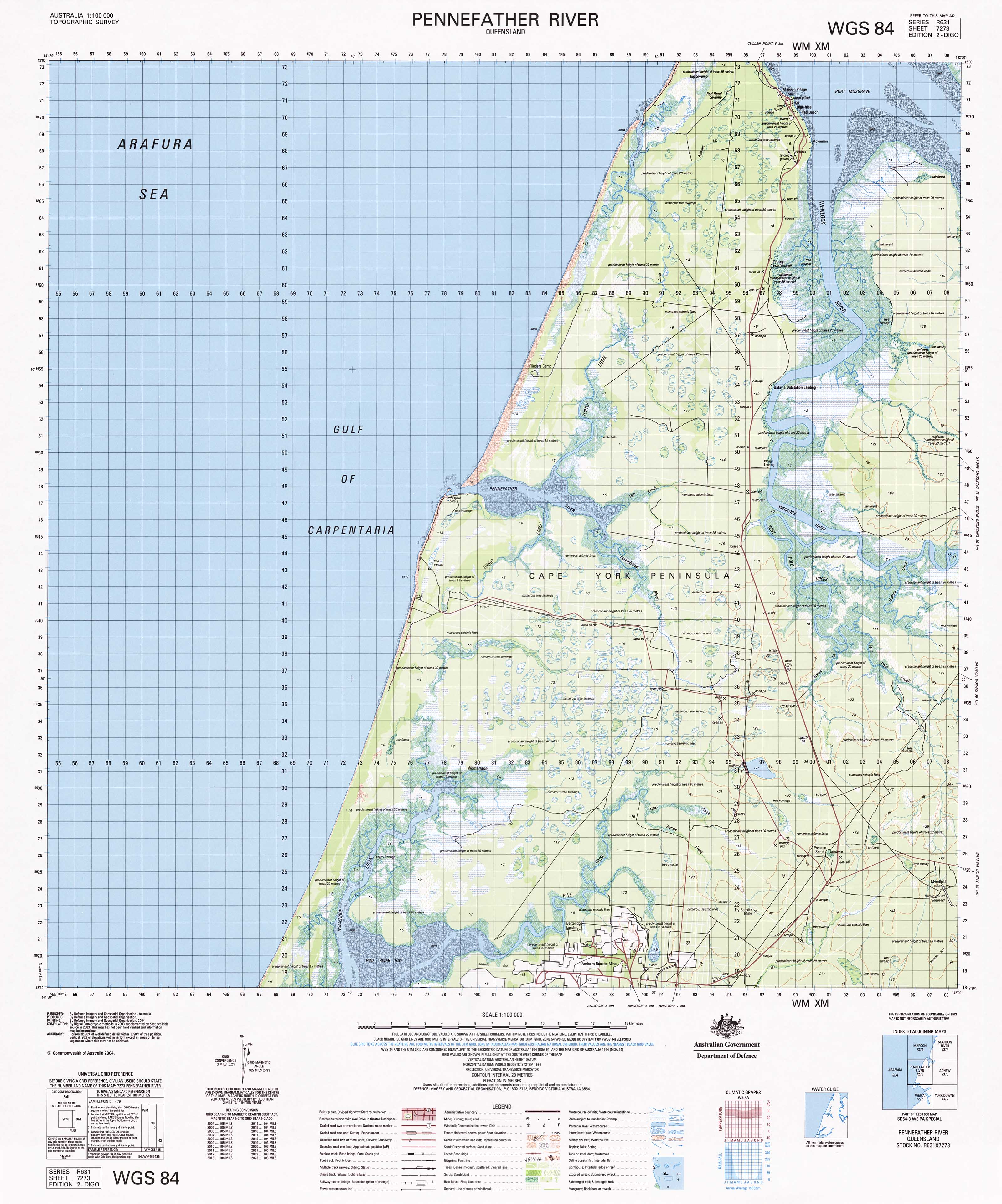 7273 Pennefather River 1:100k Topographic Map