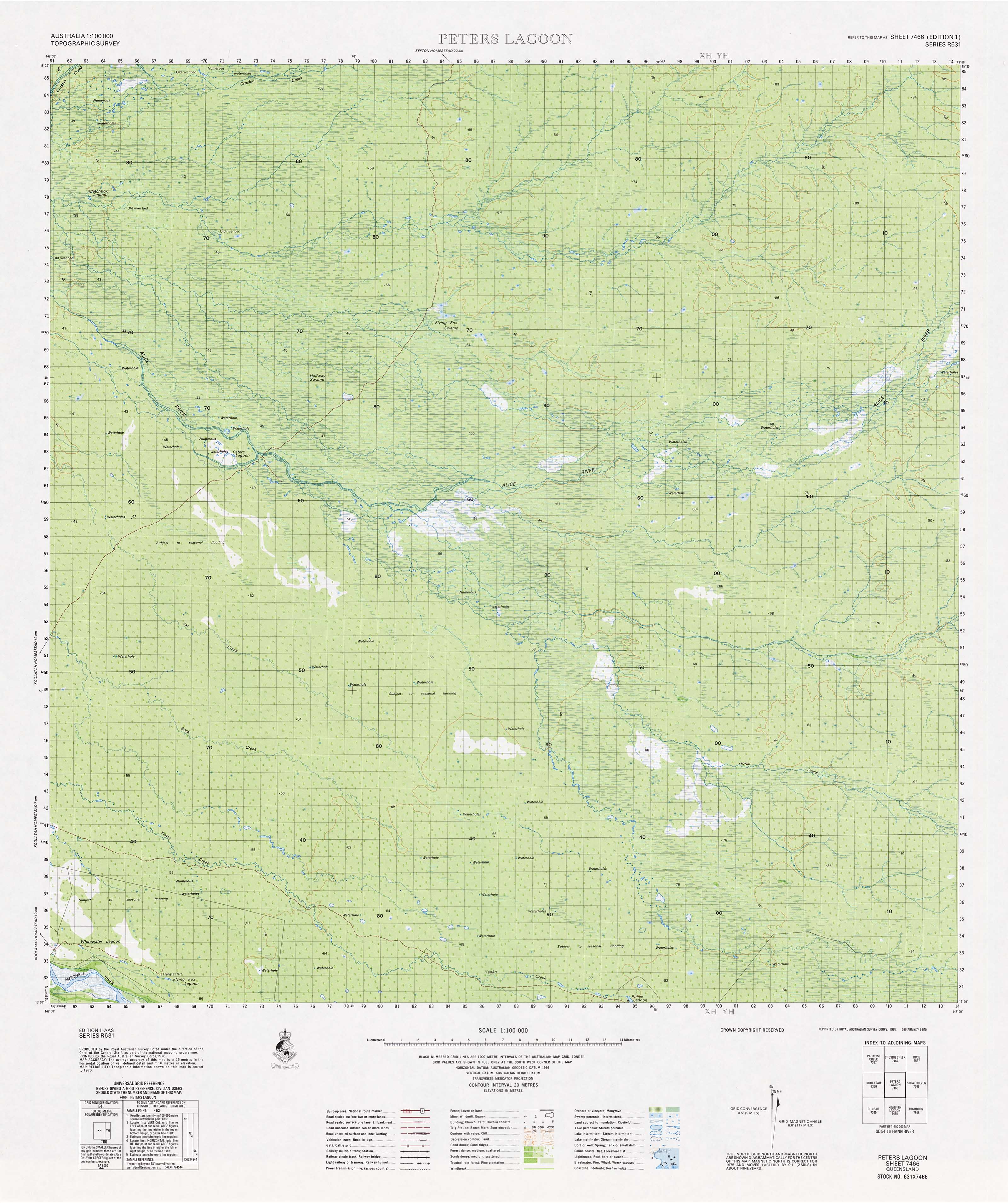 7466 Peters Lagoon 1:100k Topographic Map