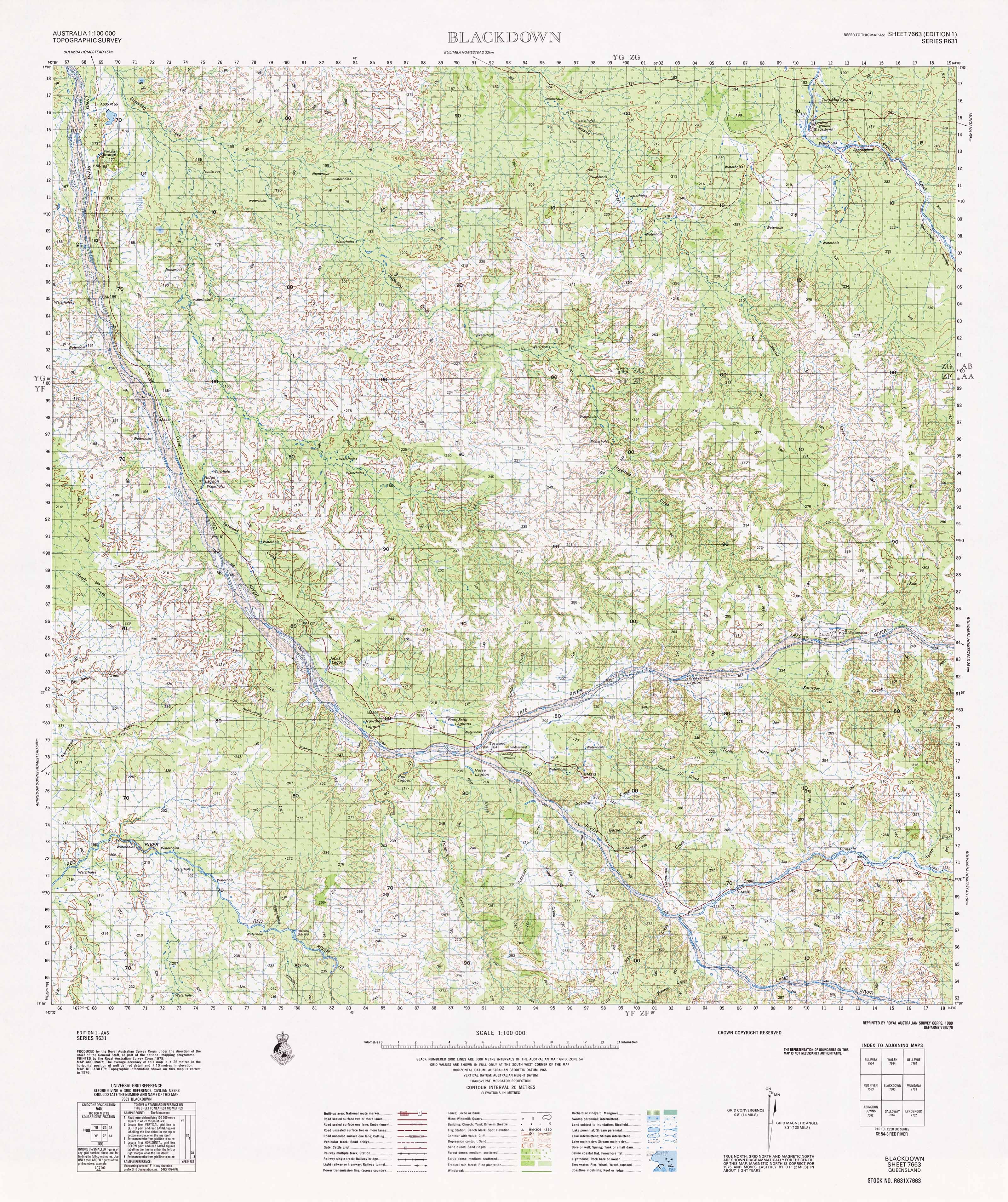 7663 Blackdown 1:100k Topographic Map