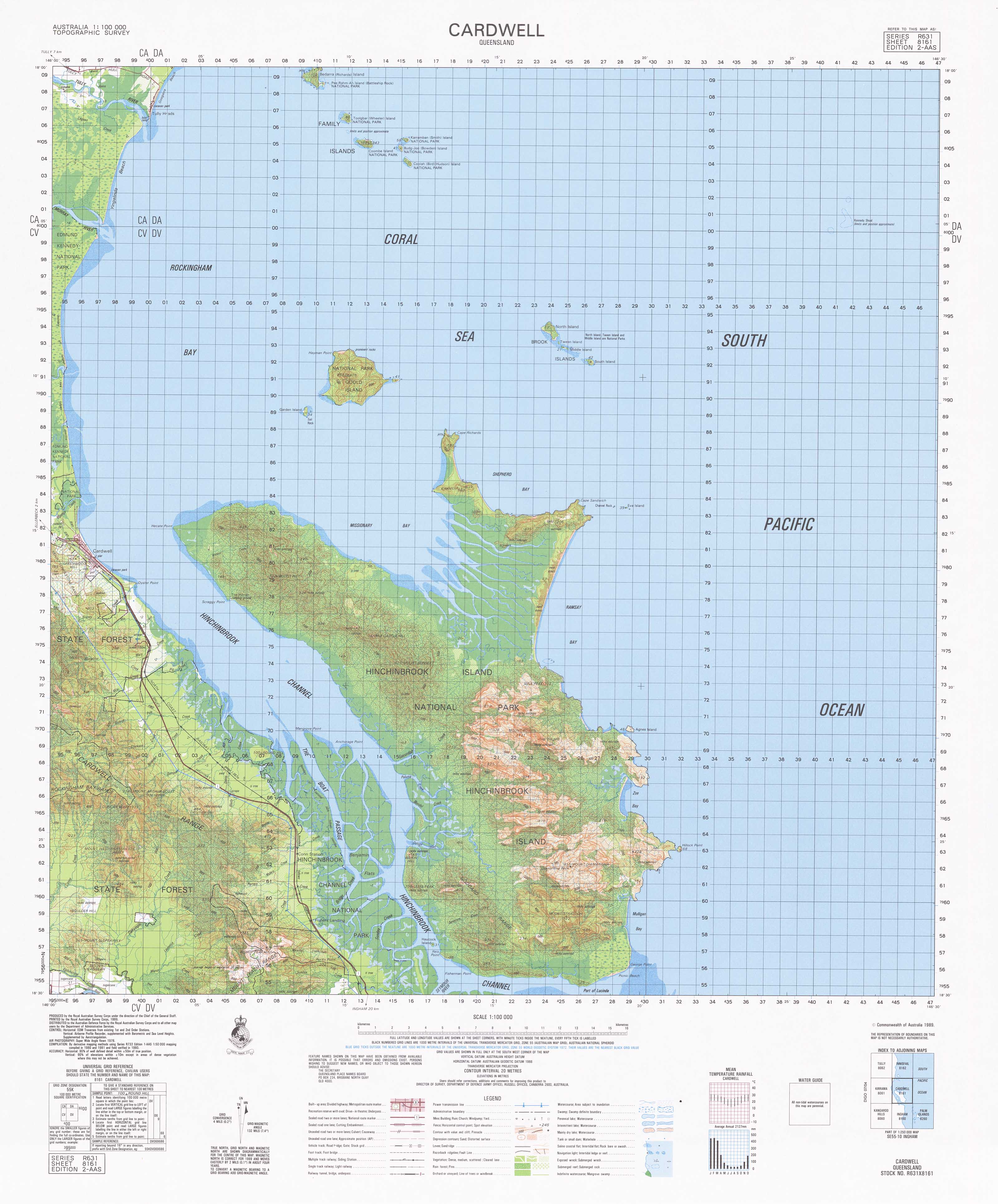 8161 Cardwell 1:100k Topographic Map