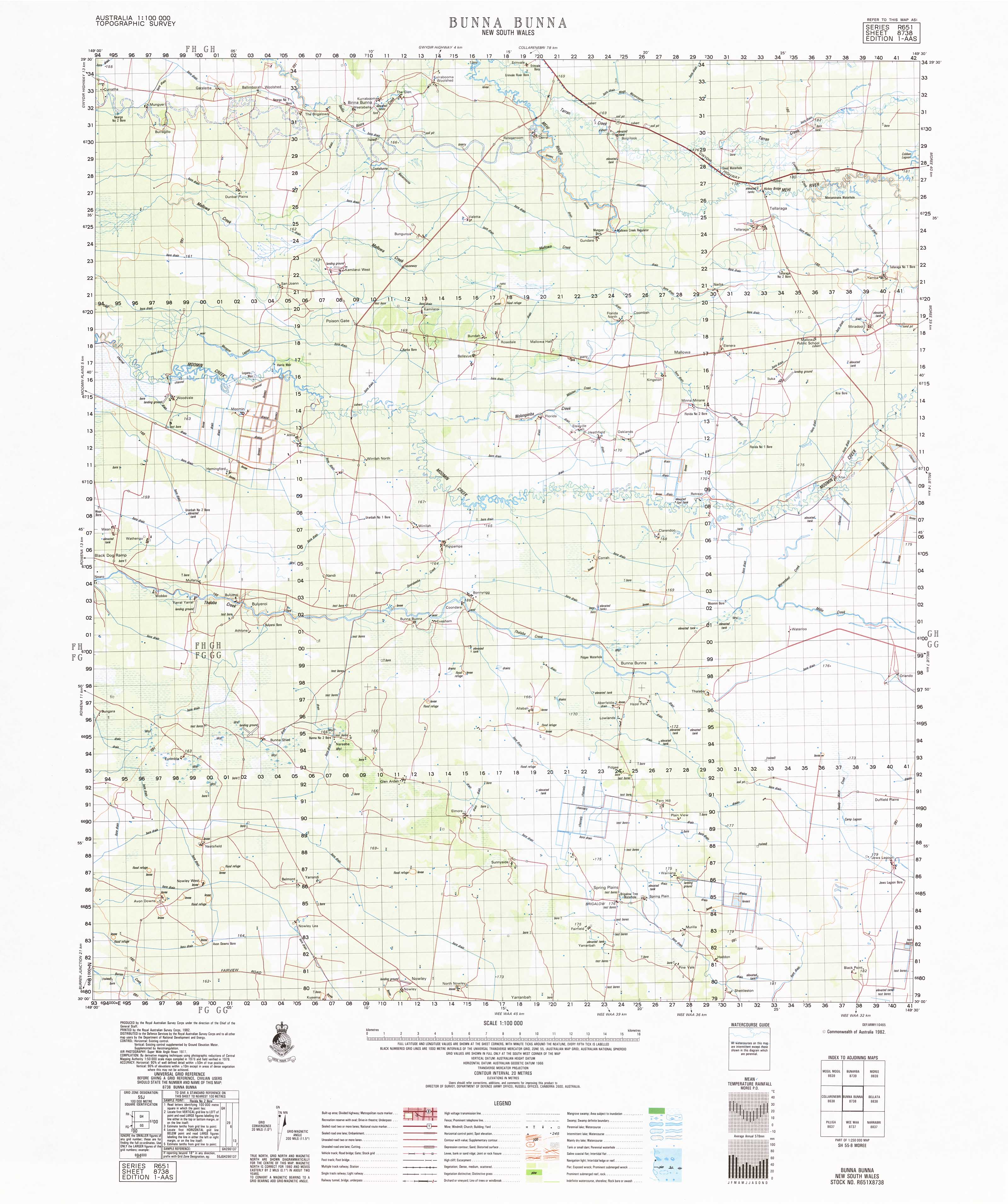 8738 Bunna Bunna 1:100k Topographic Map