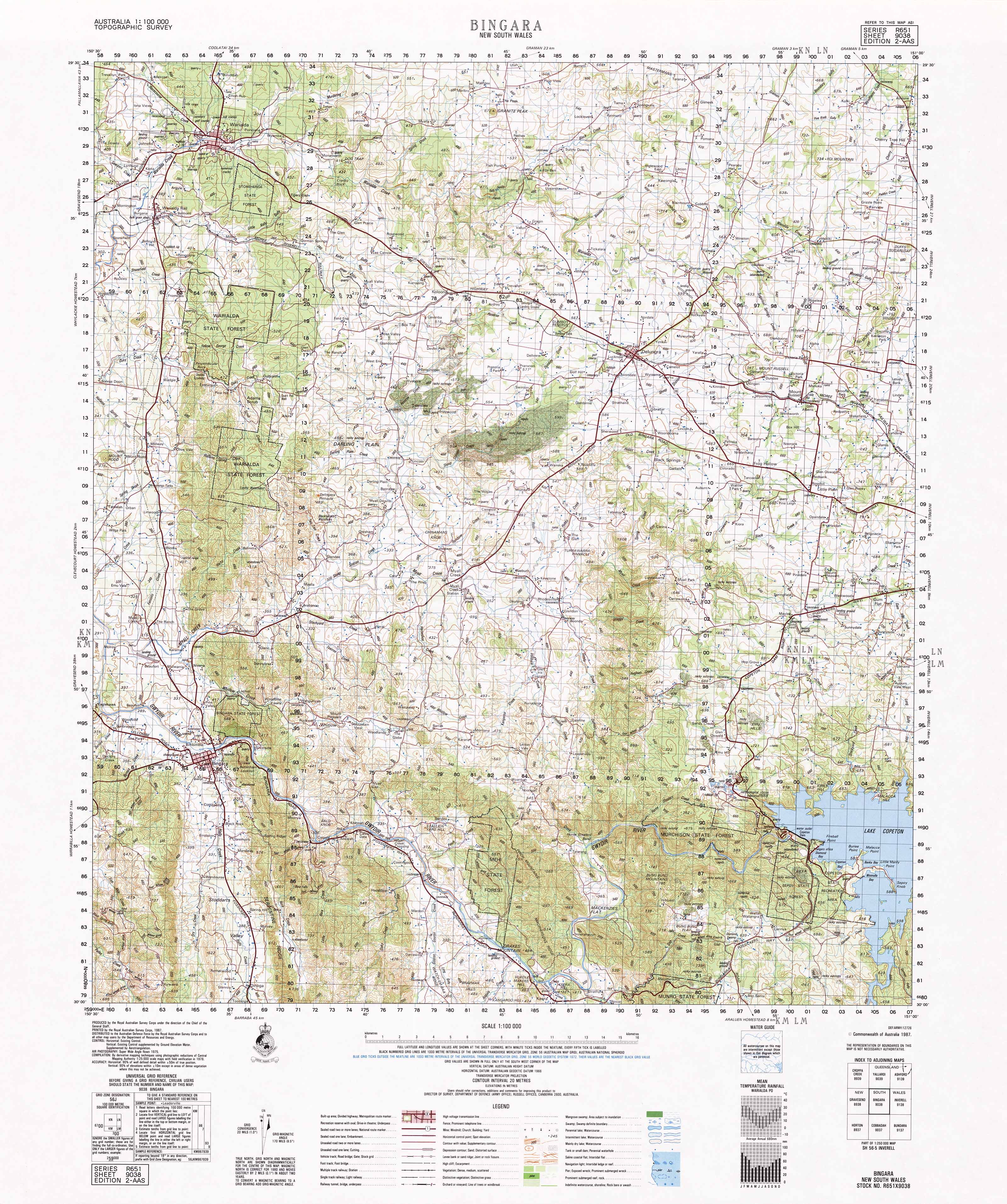 9038 Bingara 1:100k Topographic Map