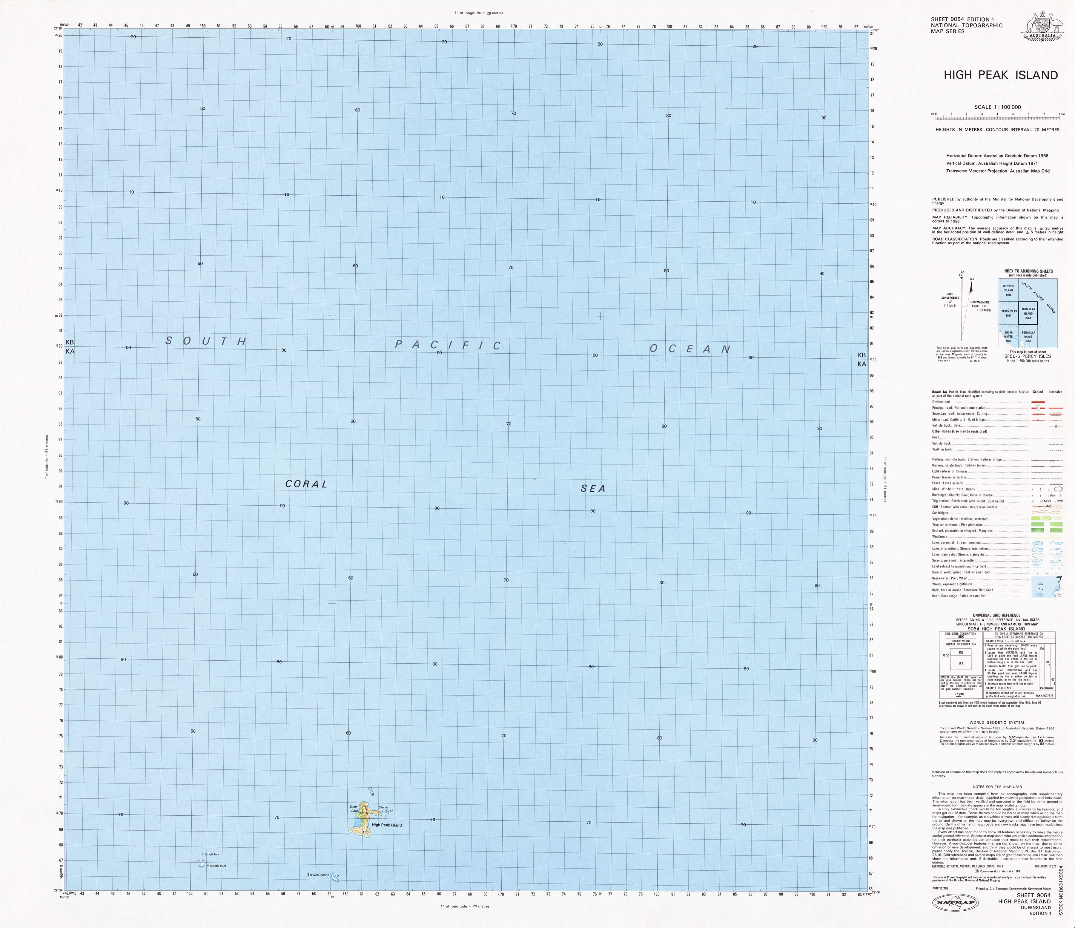 9054 High Peak Island 1:100k Topographic Map