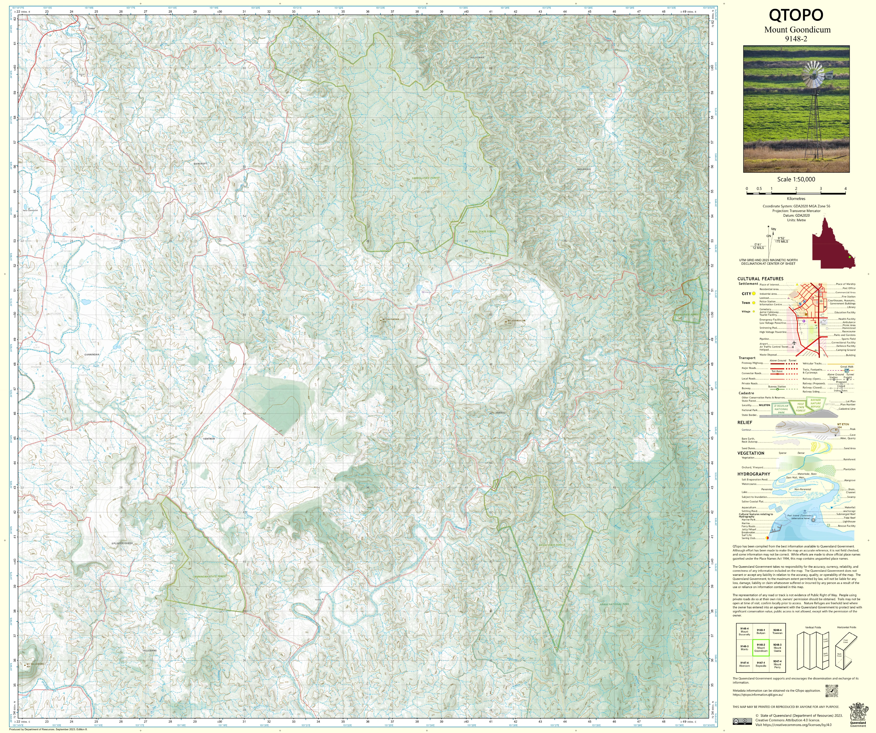 9148-2 Mount Goondicum QTopo 1:50,000 Topographic Map
