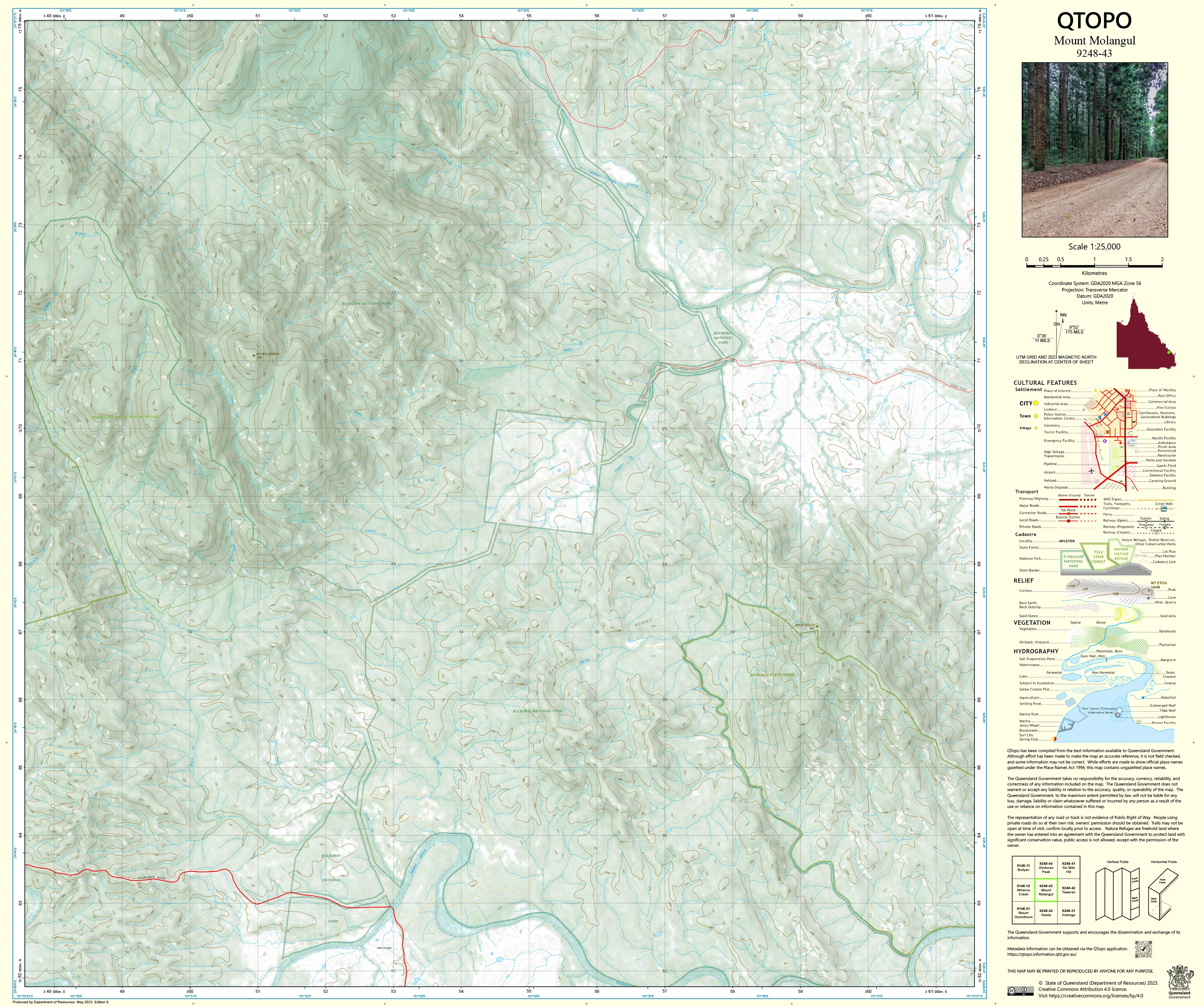 9248-43 Mount Molangul QTopo 1:25,000 Topographic Map