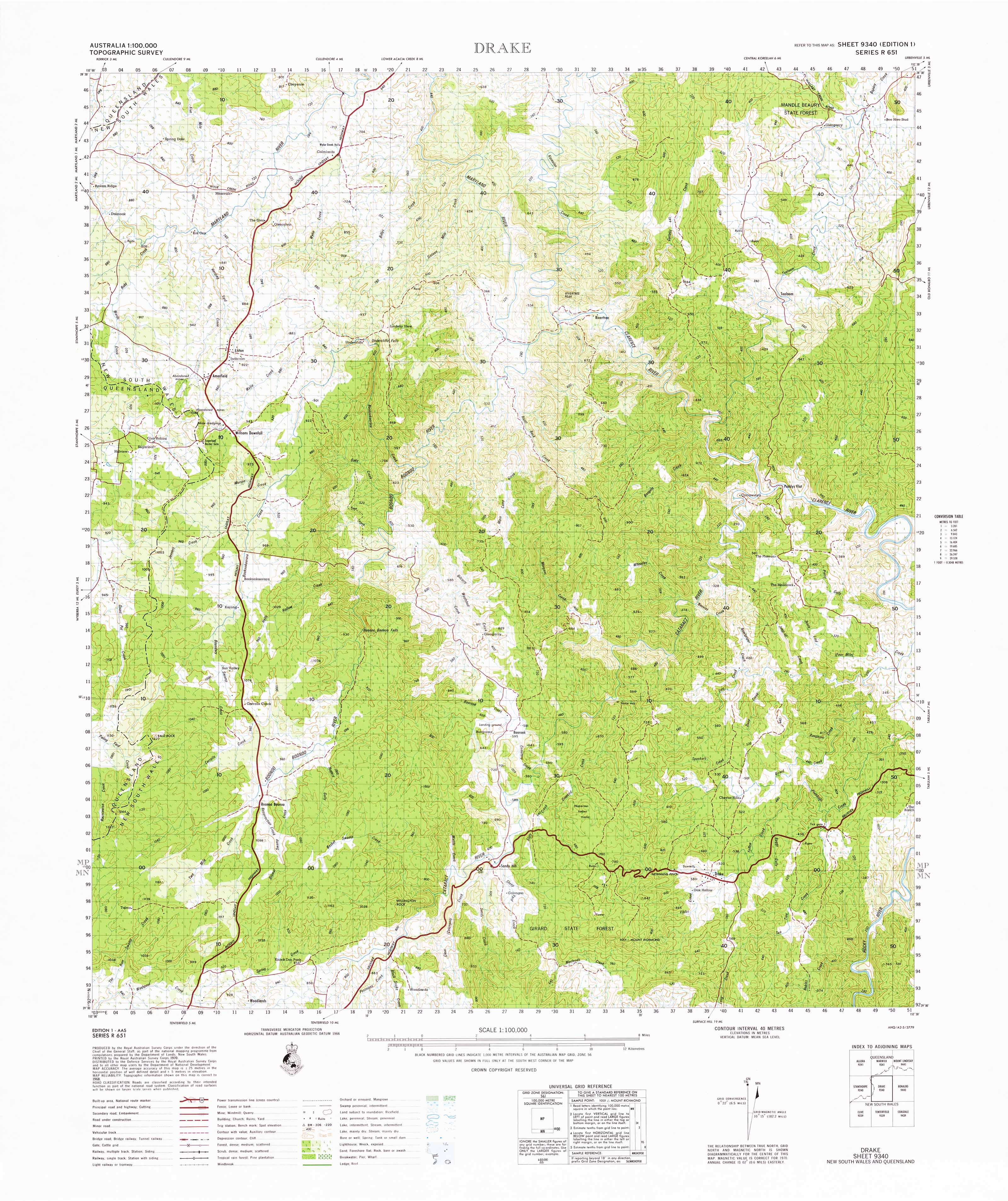 9340 Drake 1:100k Topographic Map