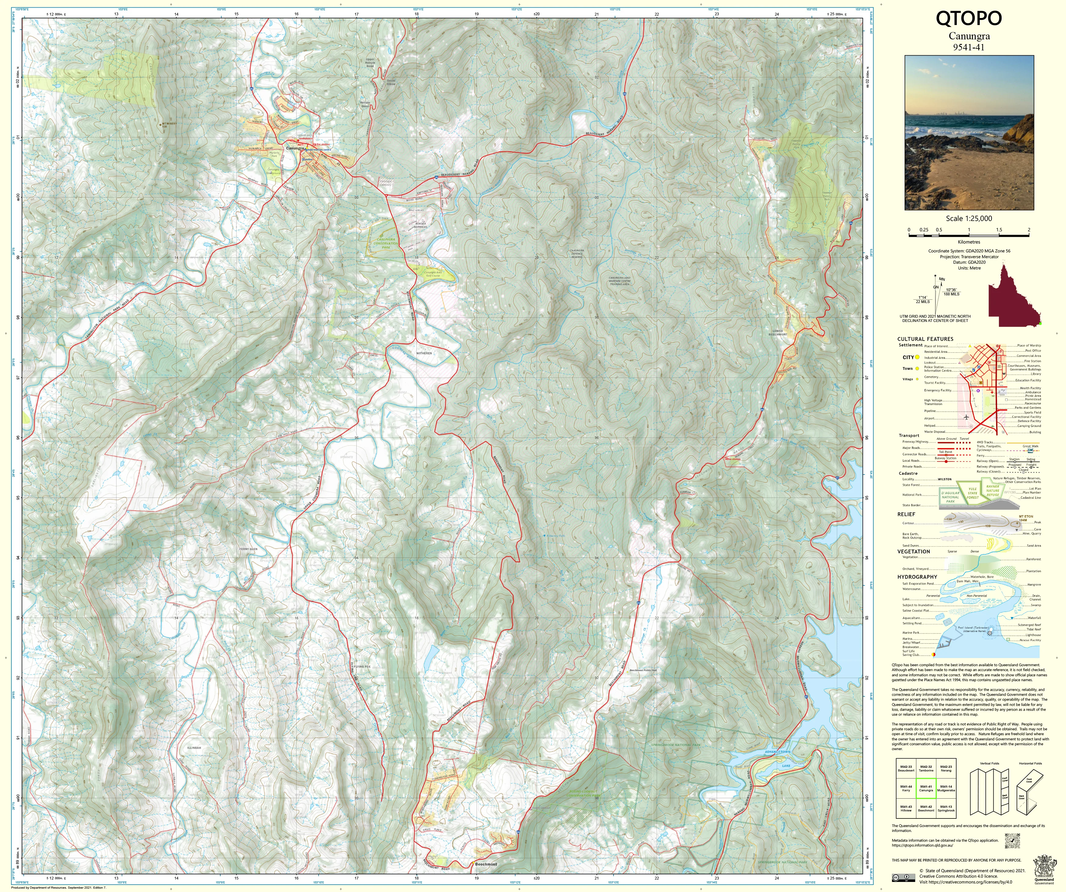9541-41 Canungra QTopo 1:25,000 Topographic Map