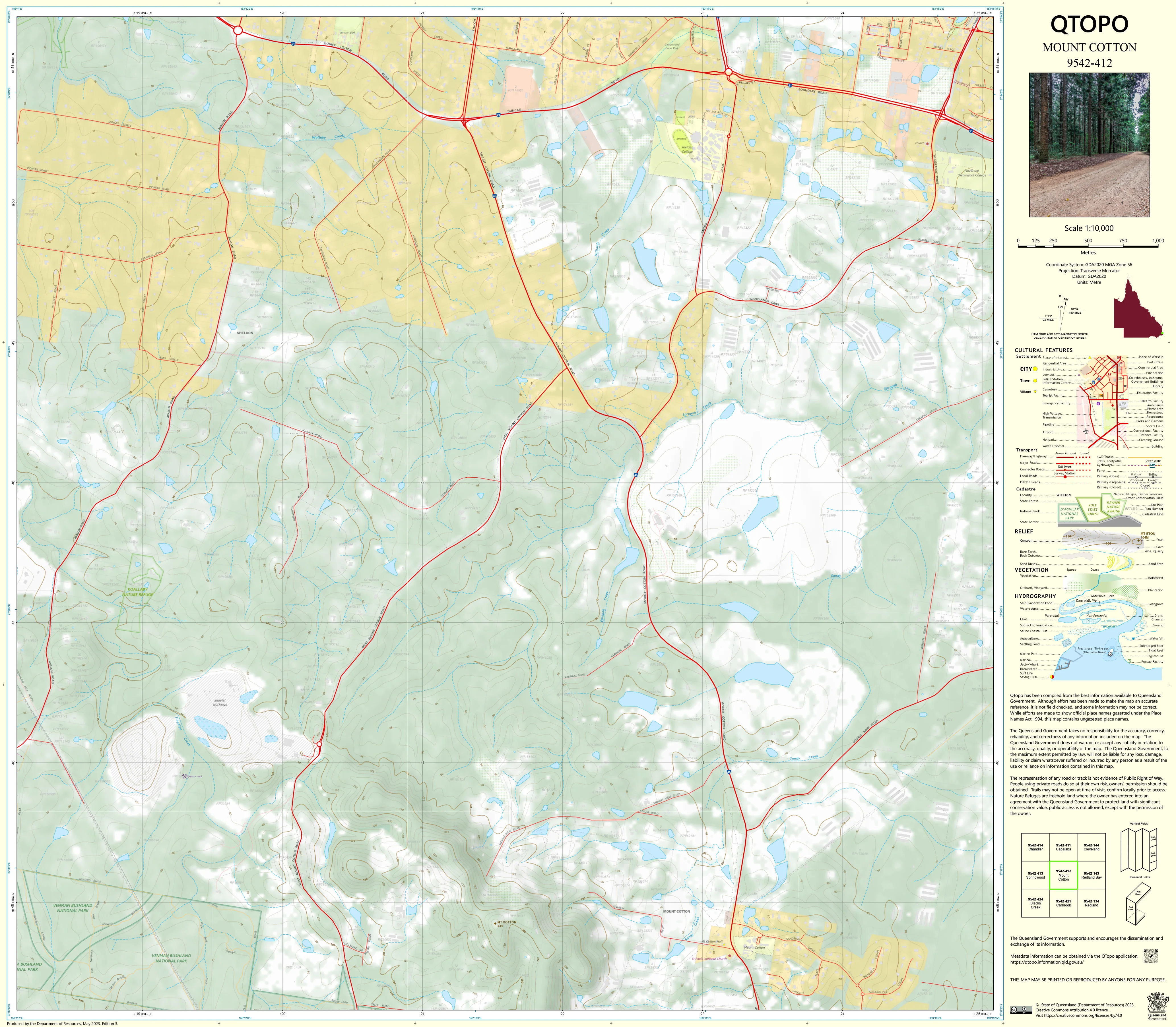 9542-412 Mount Cotton QTopo 1:10,000 Topographic Map