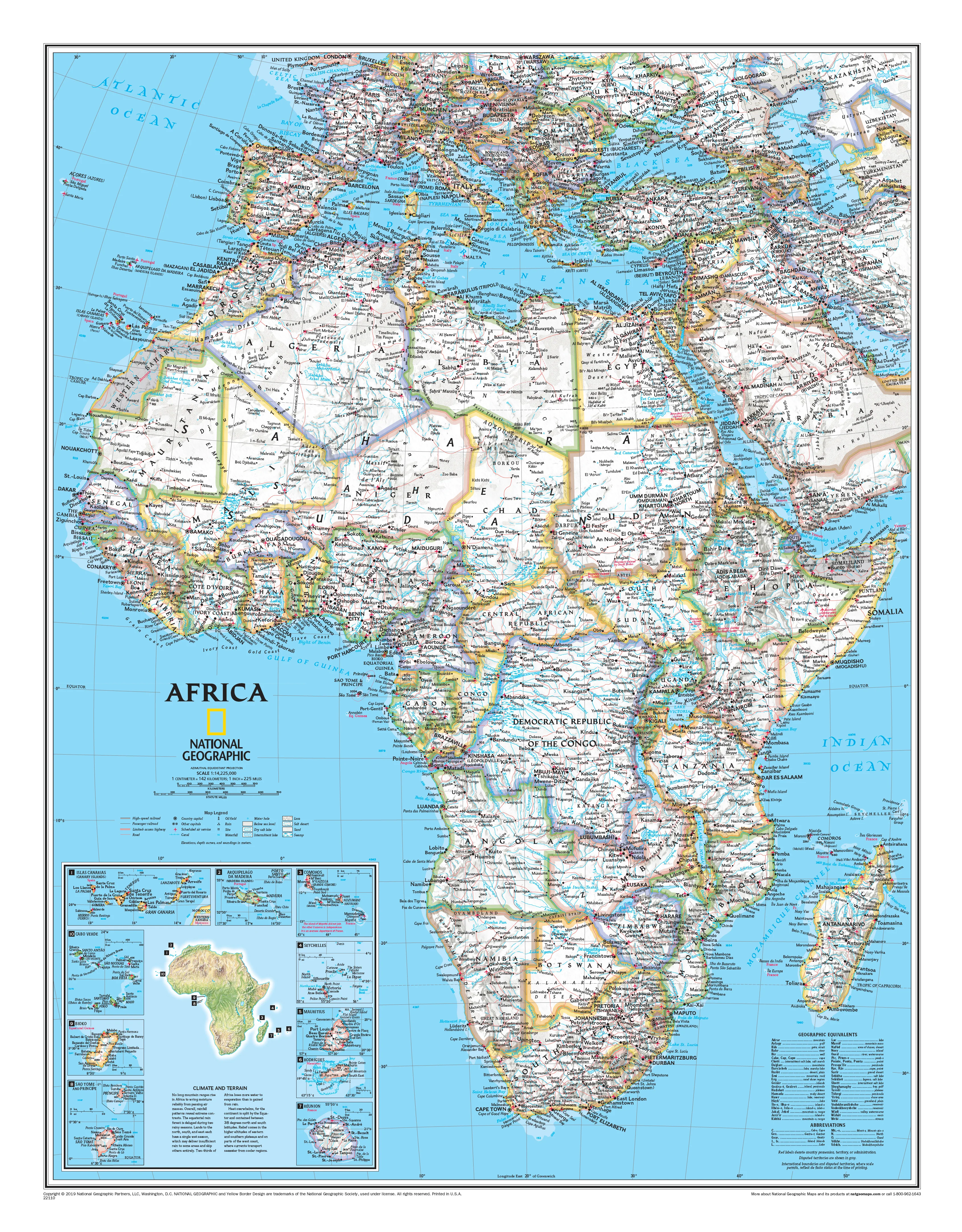 Africa National Geographic 610 x 780mm Wall Map