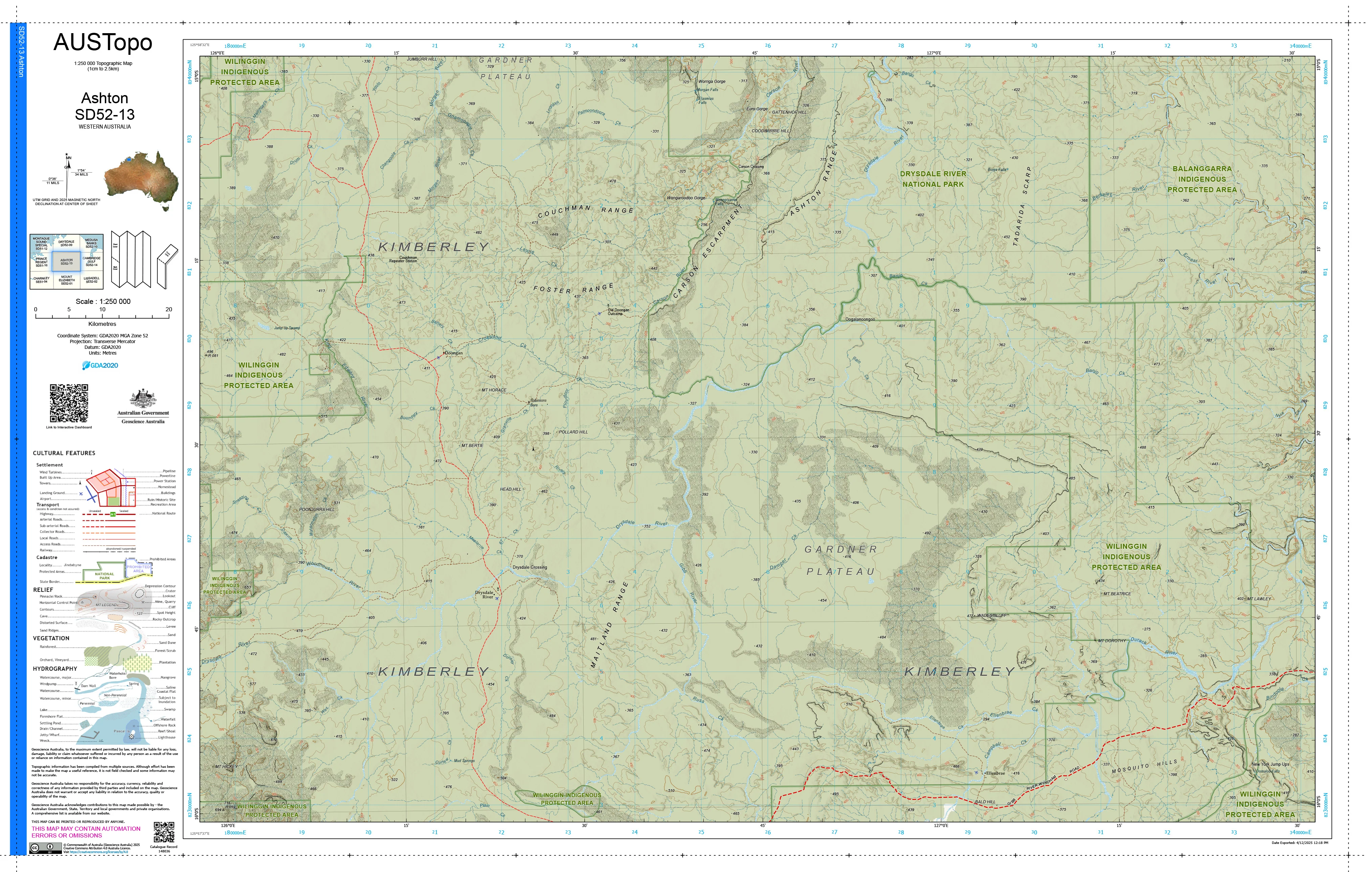 Ashton D5213 AUSTopo 1:250,000 Map