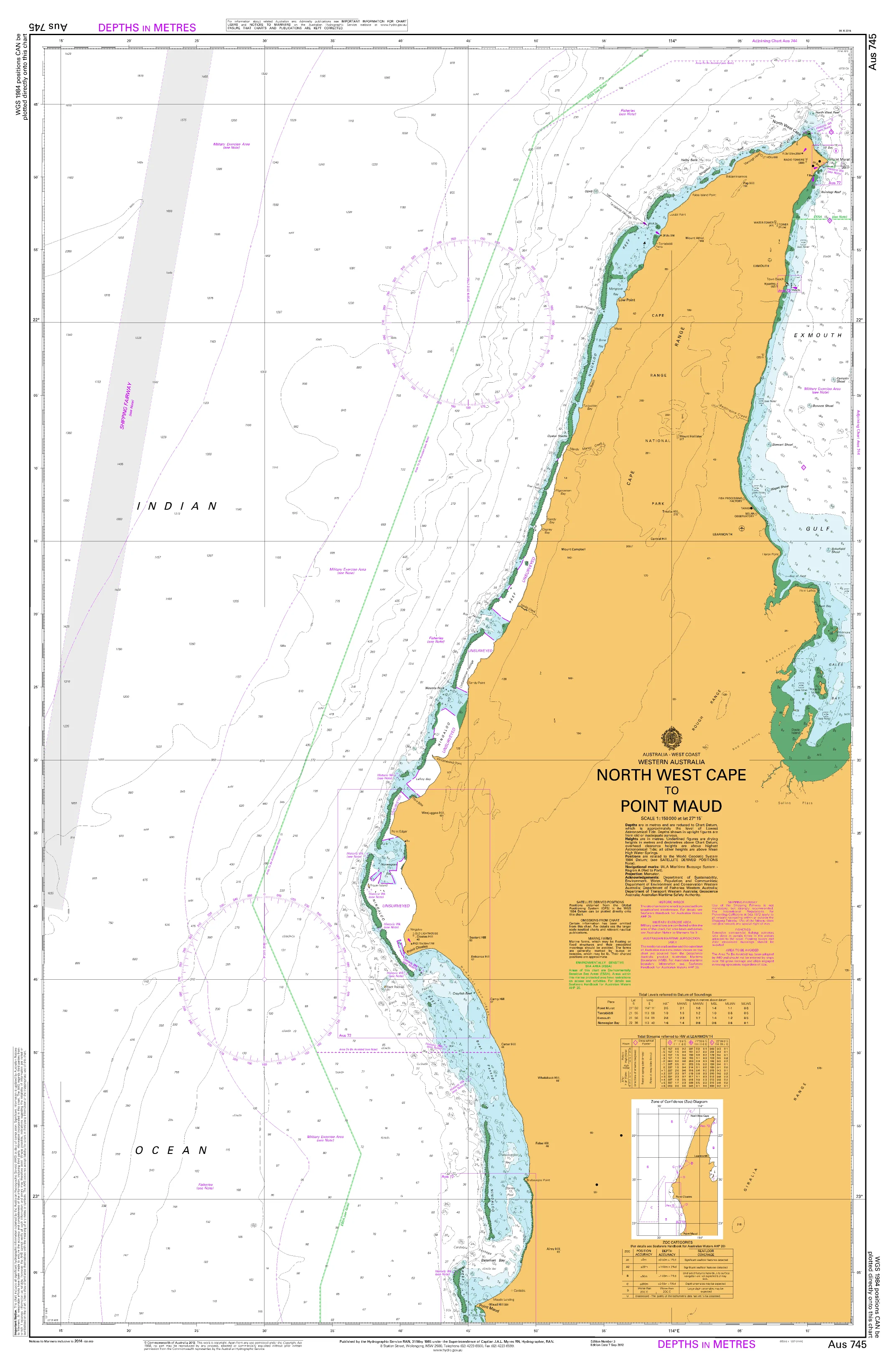 AUS 745 - North West Cape to Point Maud Nautical Chart