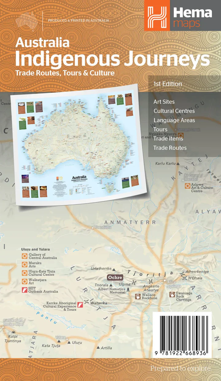 Australia Indigenous Journeys Hema Large Map Folded