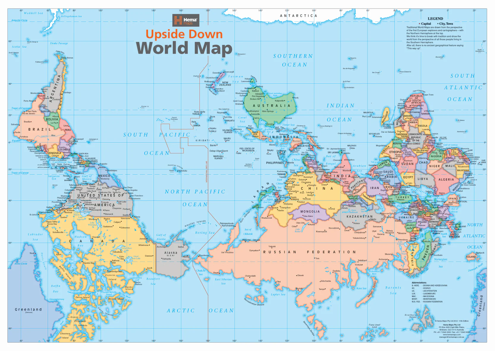 Hema Upside Down Folded World Map – 2nd Edition - Image 2