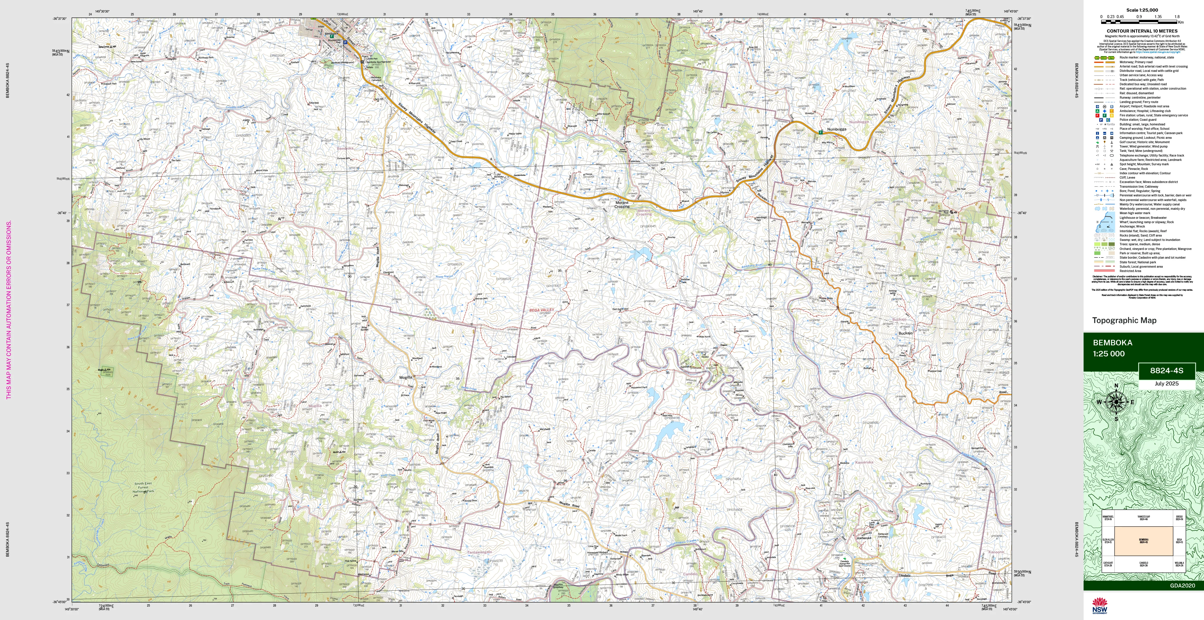Bemboka 8824-4S Topographic Map 1:25k