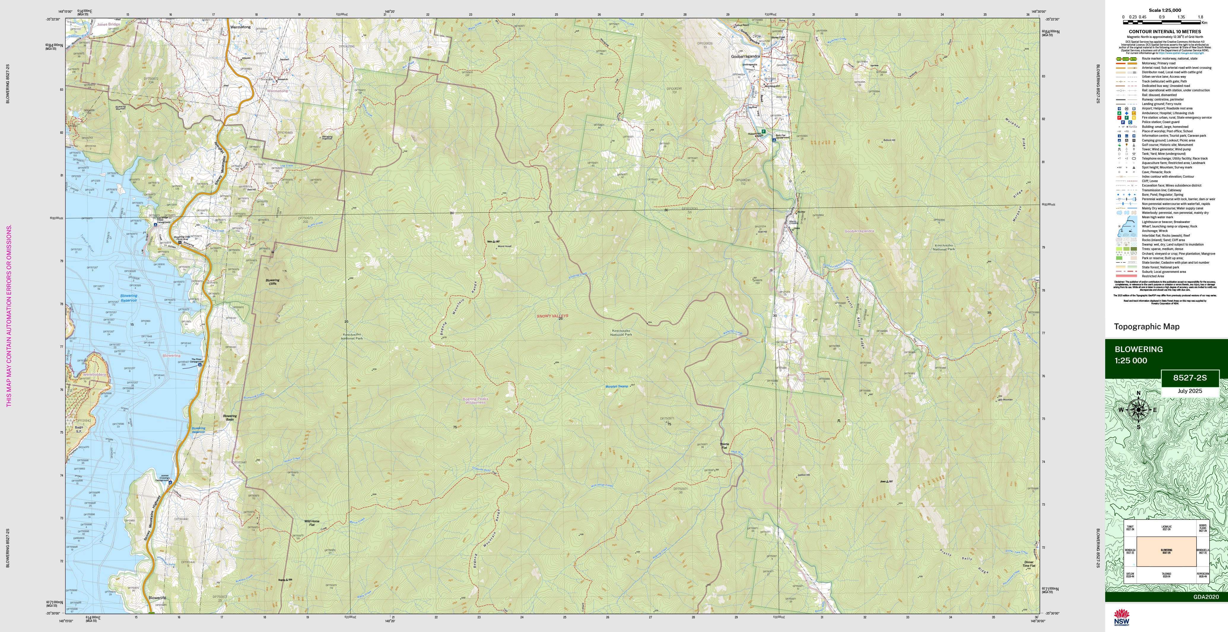 Blowering 8527-2S Topographic Map 1:25k