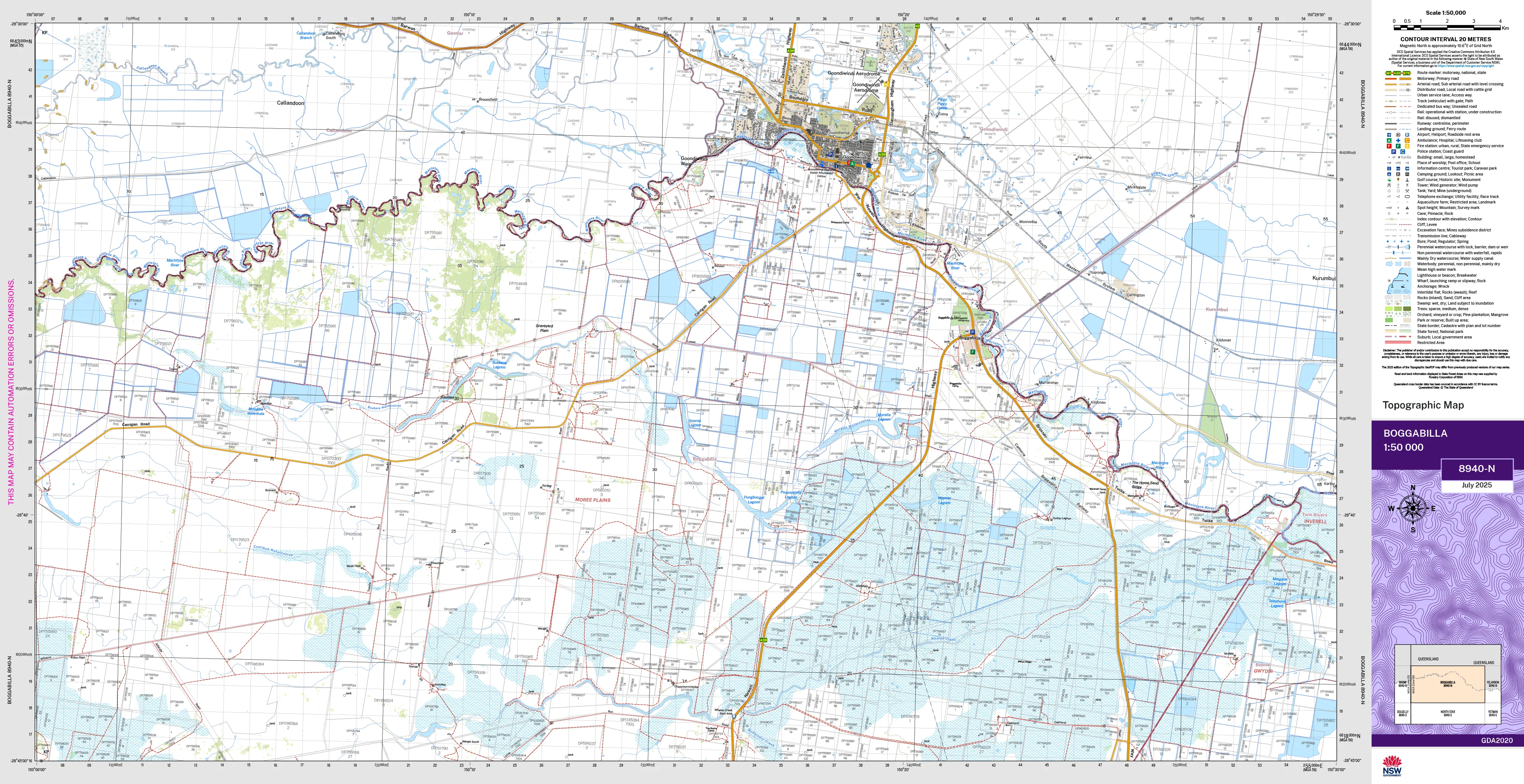 Boggabilla 8940-N Topographic Map 1:50k