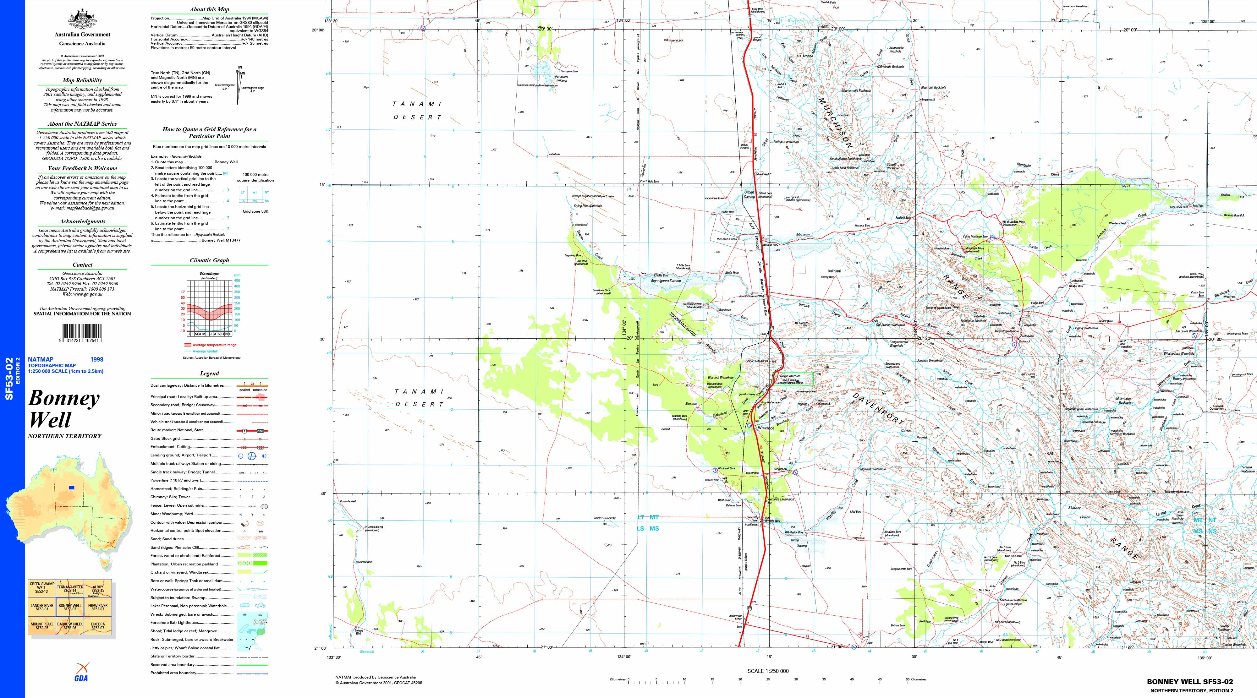 Bonney Well SF53-02 Topographic Map 1:250k