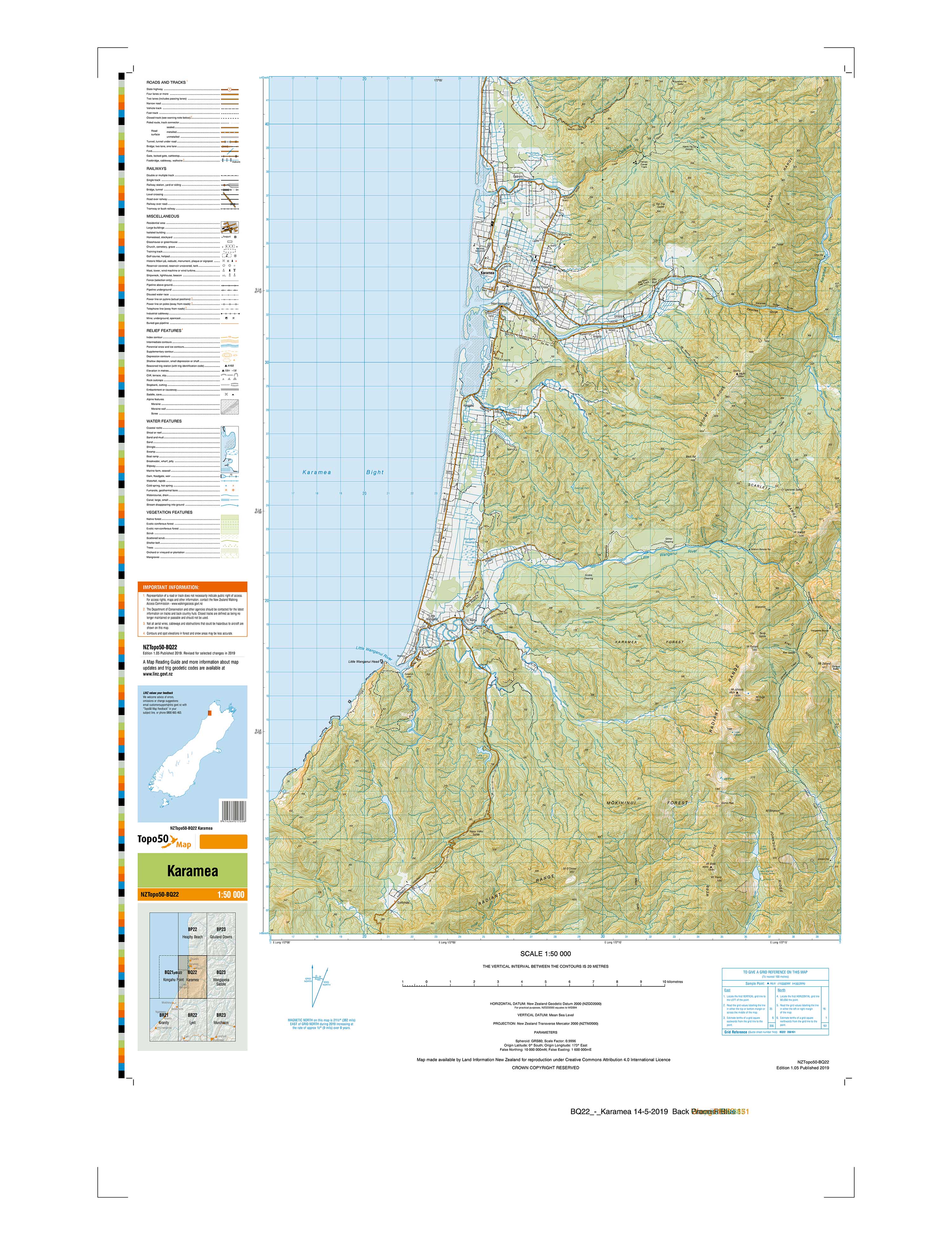 BQ22 - Karamea Topo50 map