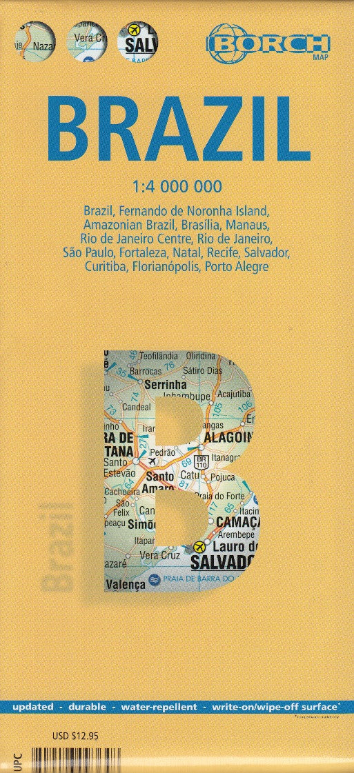 Brazil Borch Folded Laminated Map