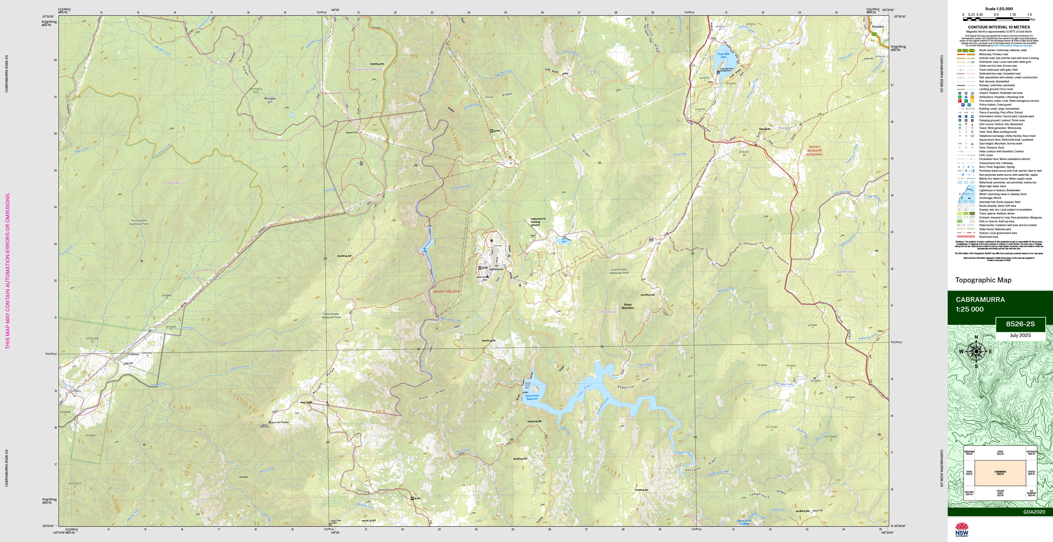 Cabramurra 8526-2S Topographic Map 1:25k