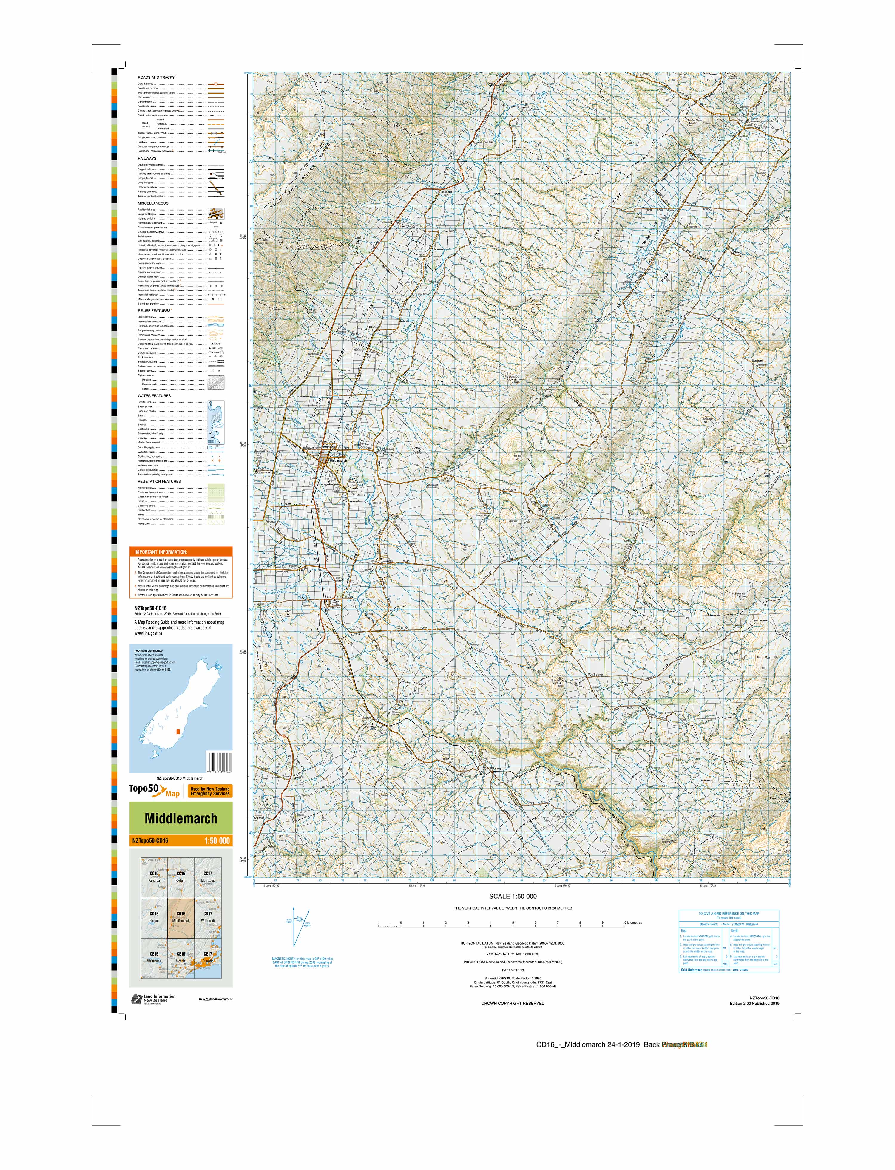 CD16 - Middlemarch Topo50 map