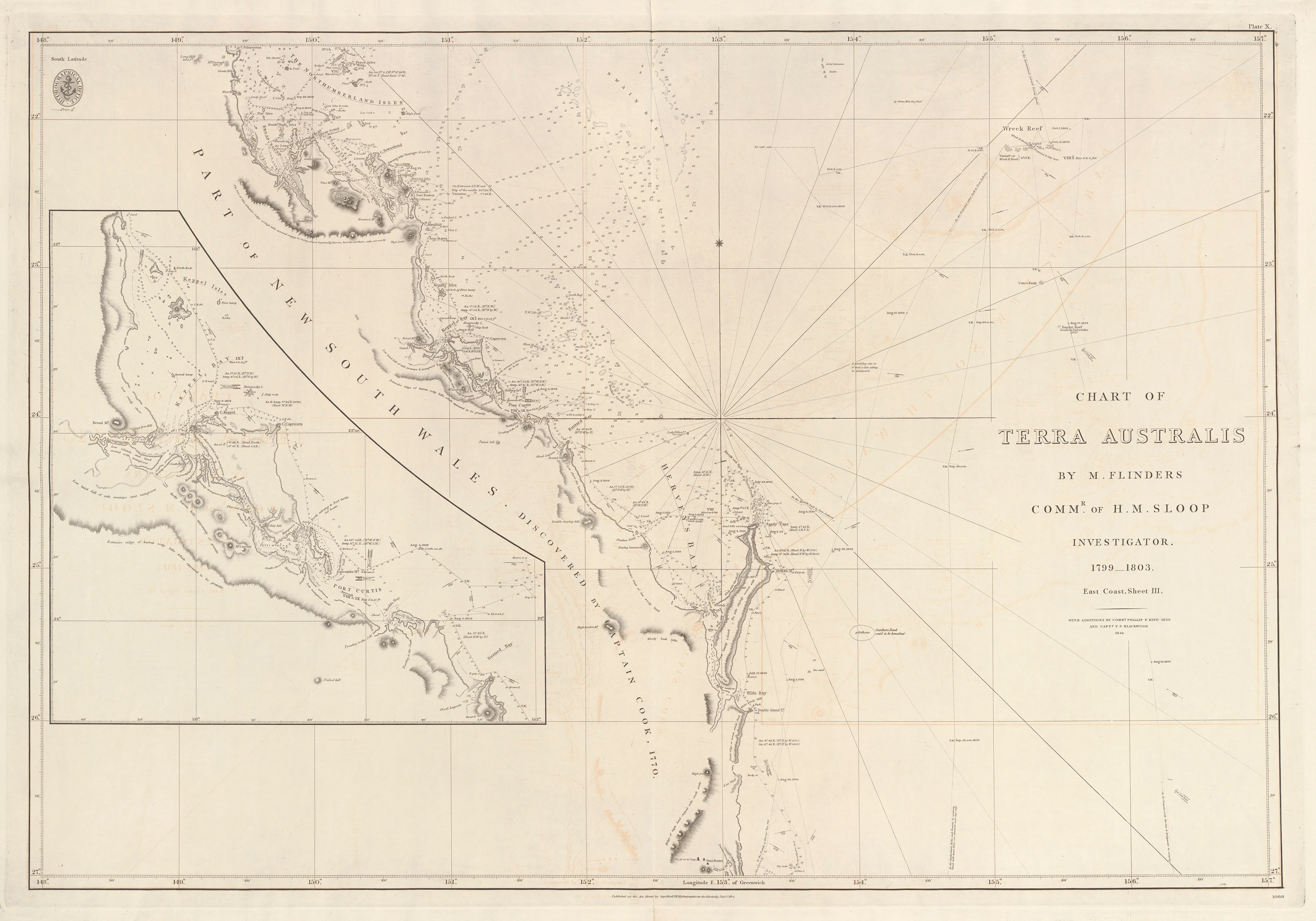 Chart of Terra Australis — Sheet III, East Coast (1802–1841)