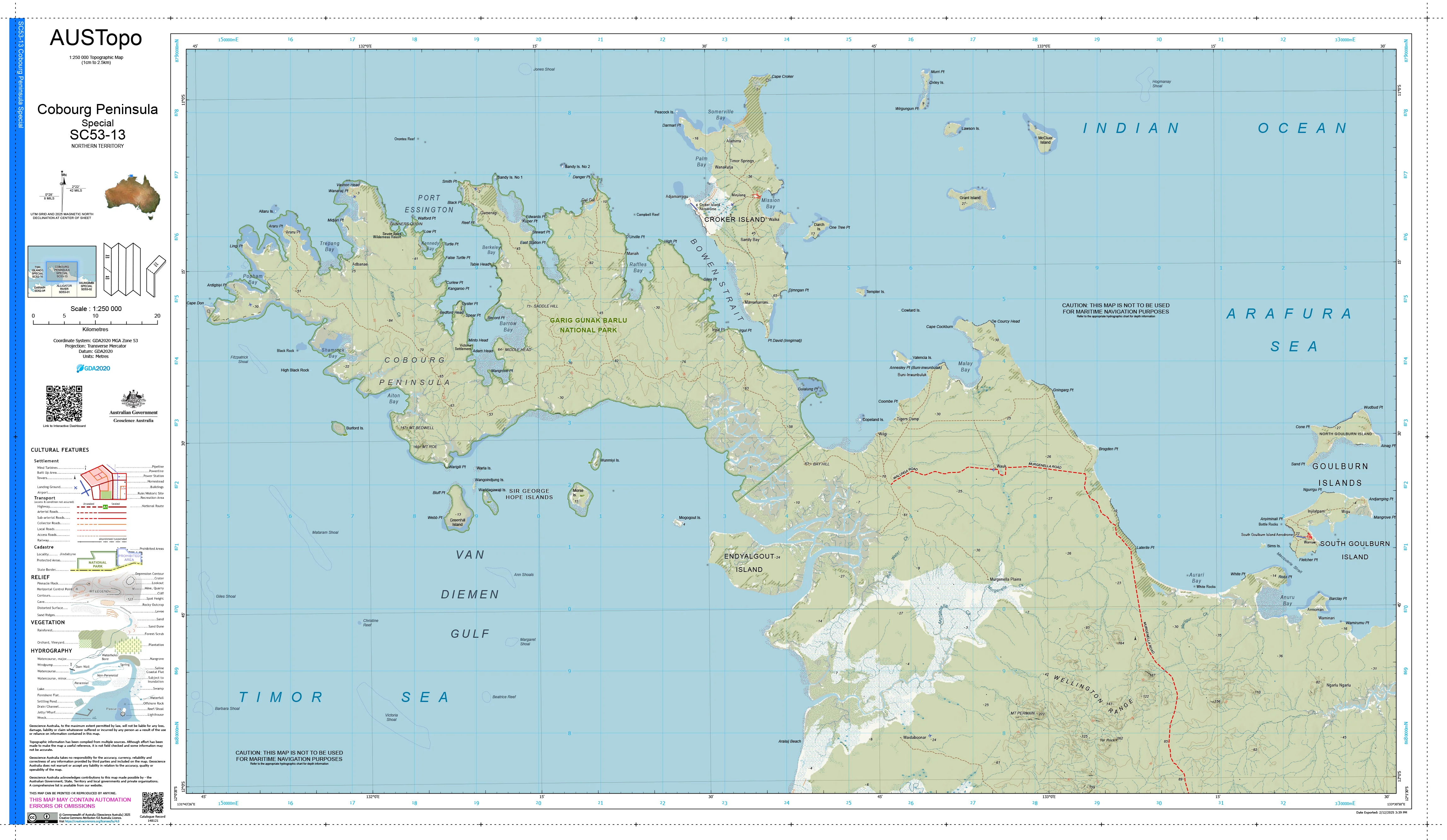 Cobourg Peninsula Special C5313 AUSTopo 1:250,000 Map