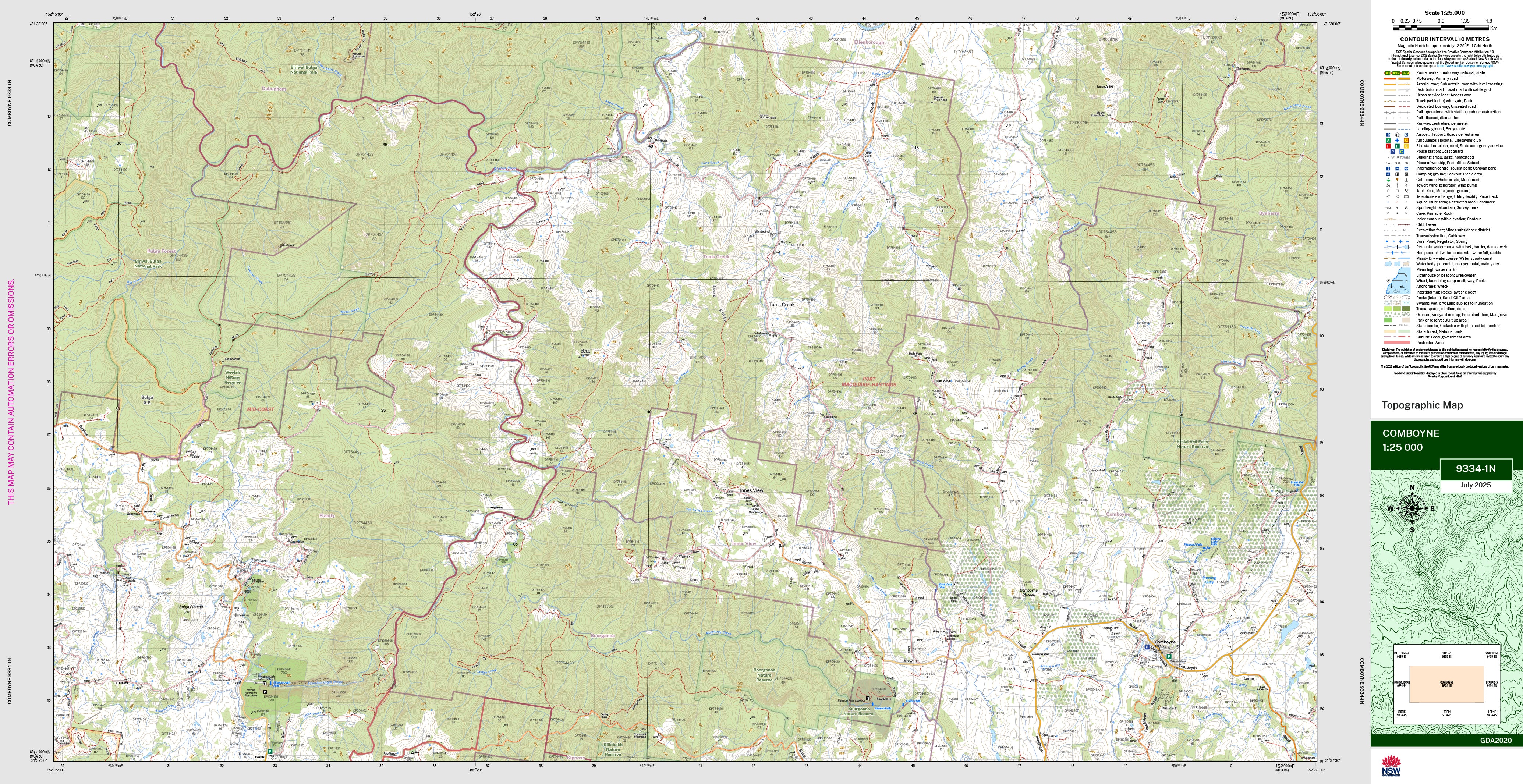 Comboyne 9334-1N Topographic Map 1:25k