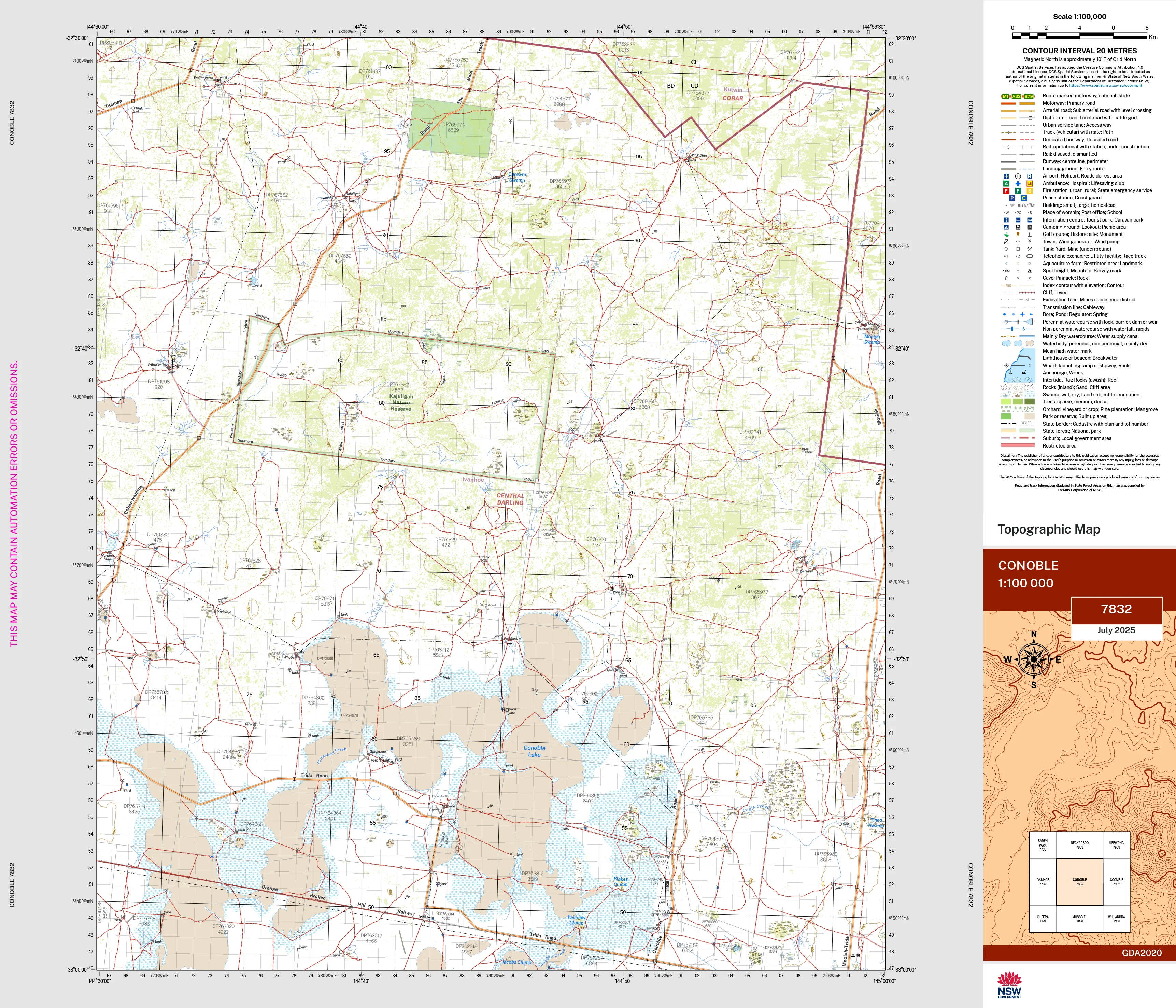 Conoble 7832 Topographic Map 1:100k