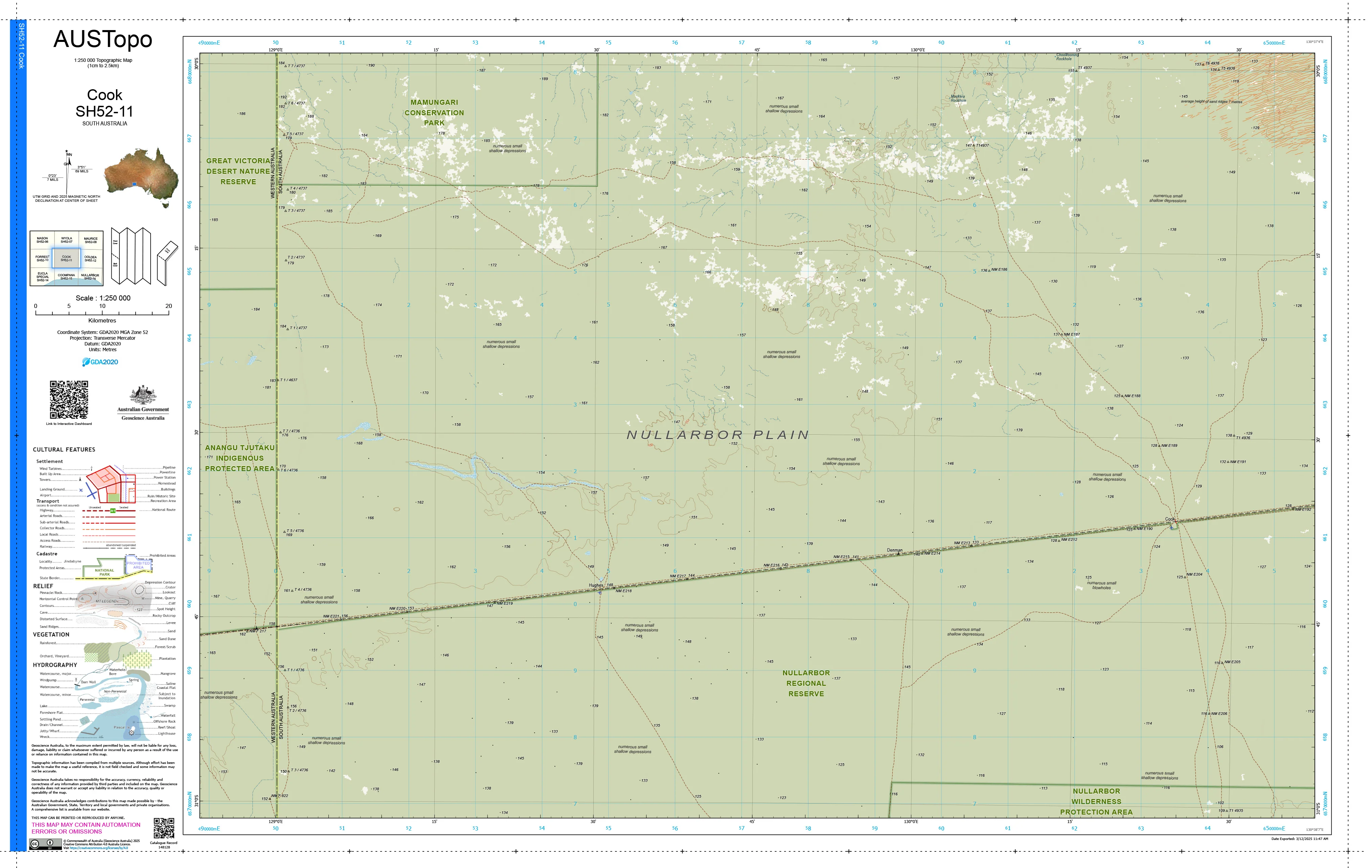Cook H5211 AUSTopo 1:250,000 Map