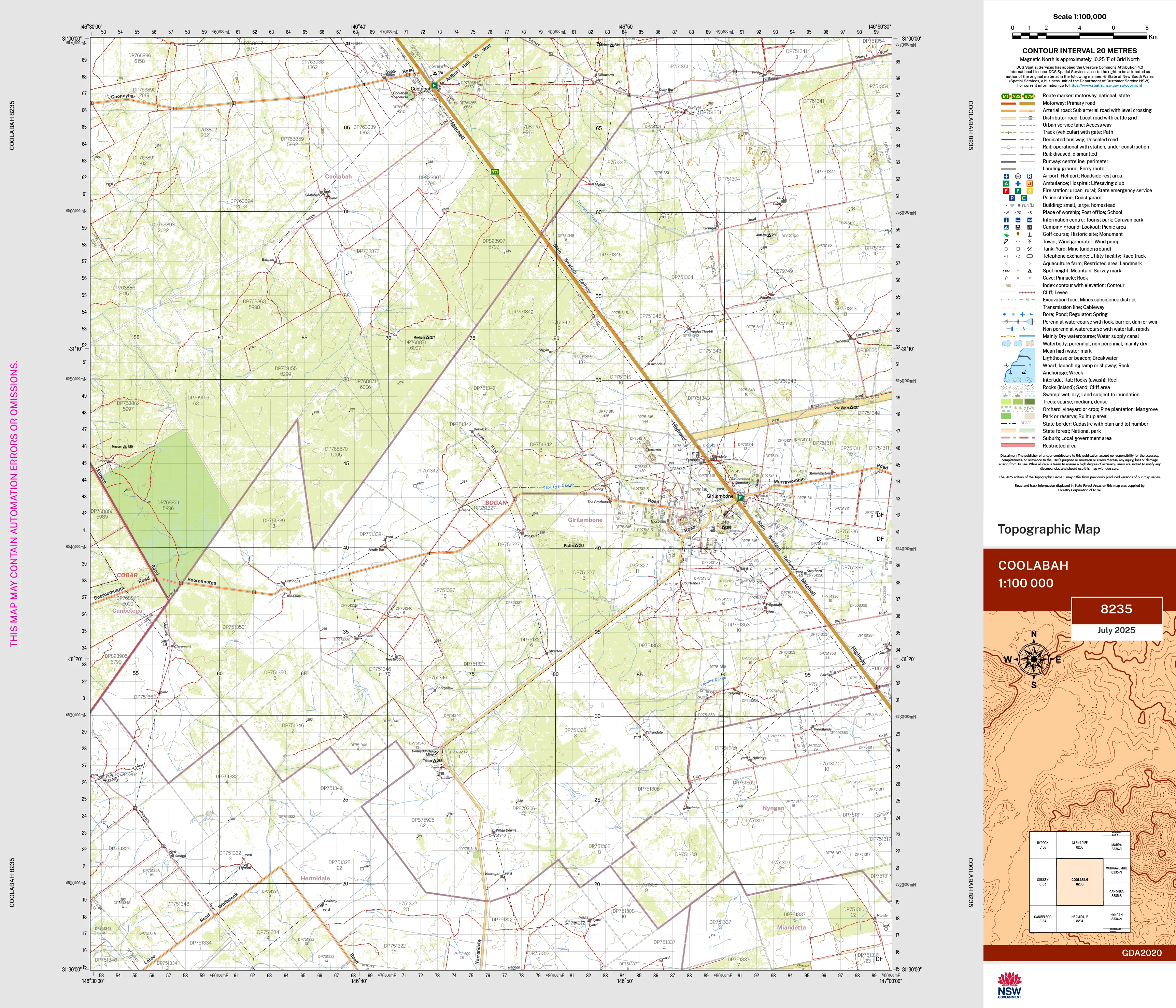 Coolabah 8235 Topographic Map 1:100k