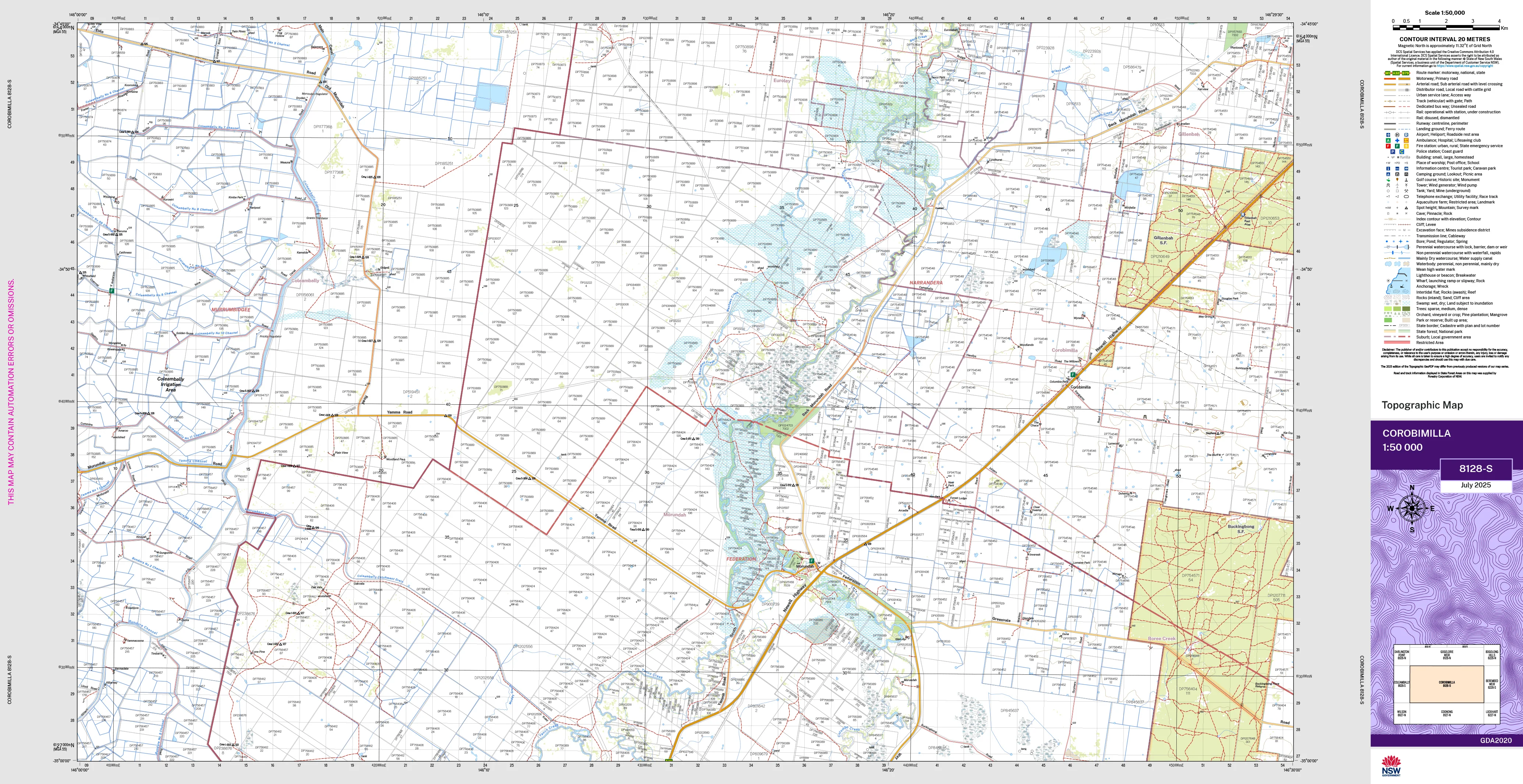Corobimilla 8128-S Topographic Map 1:50k