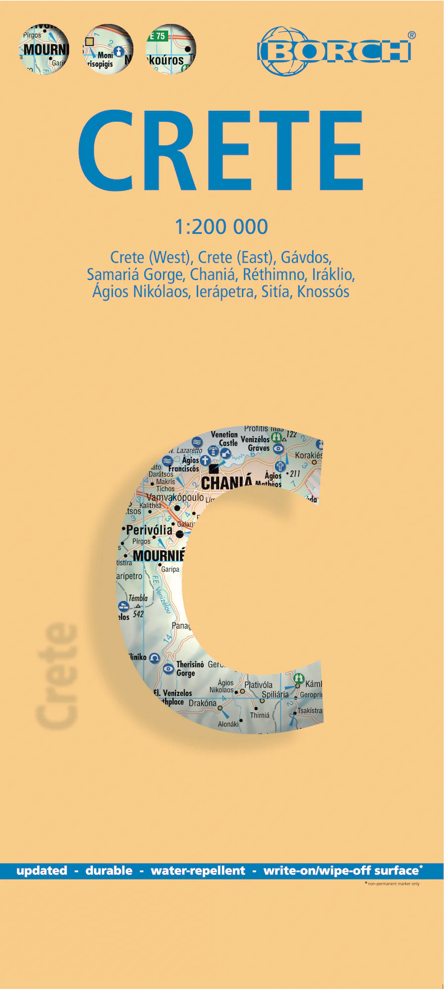 Crete Borch Folded Laminated Map