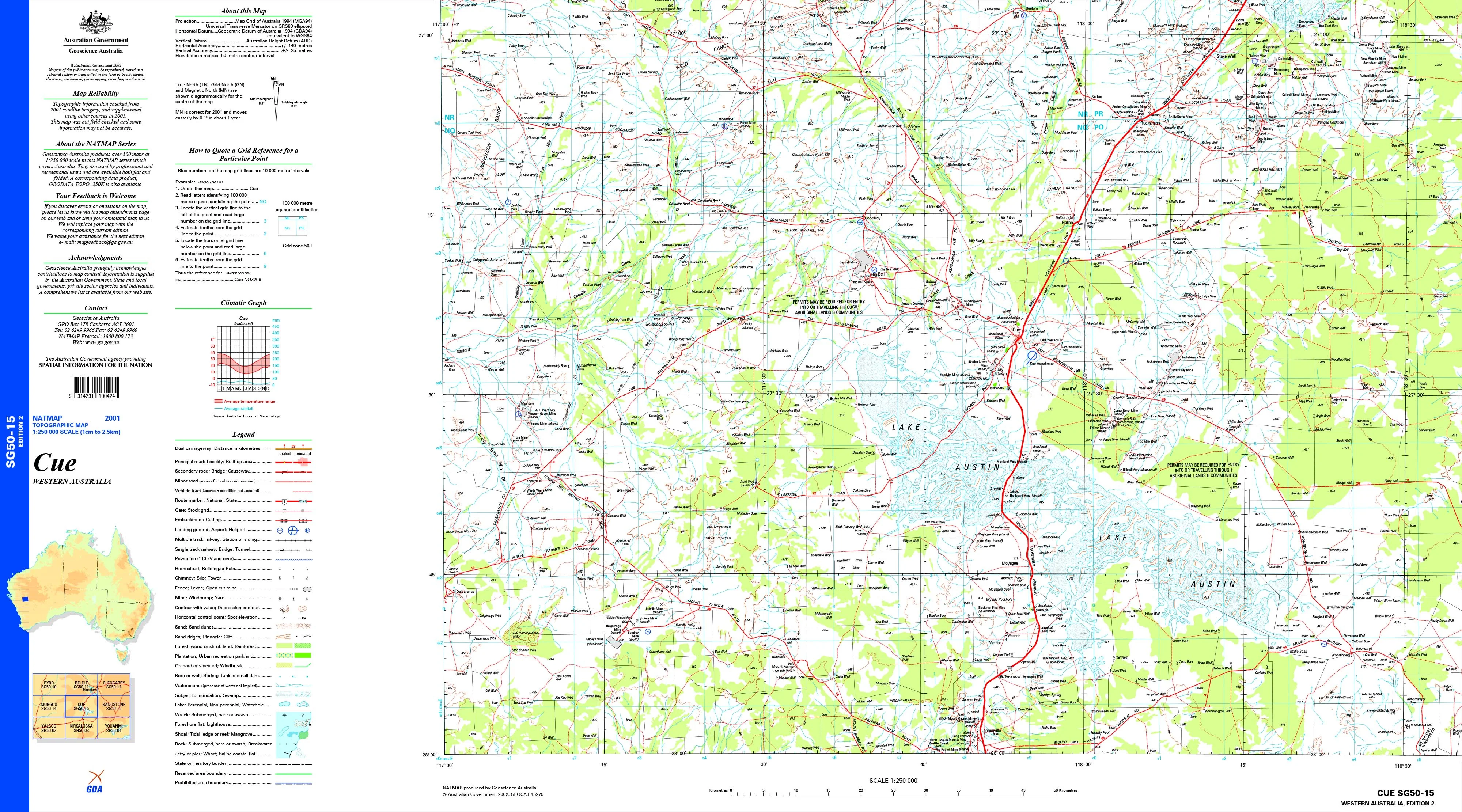 Cue SG50-15 Topographic Map 1:250k