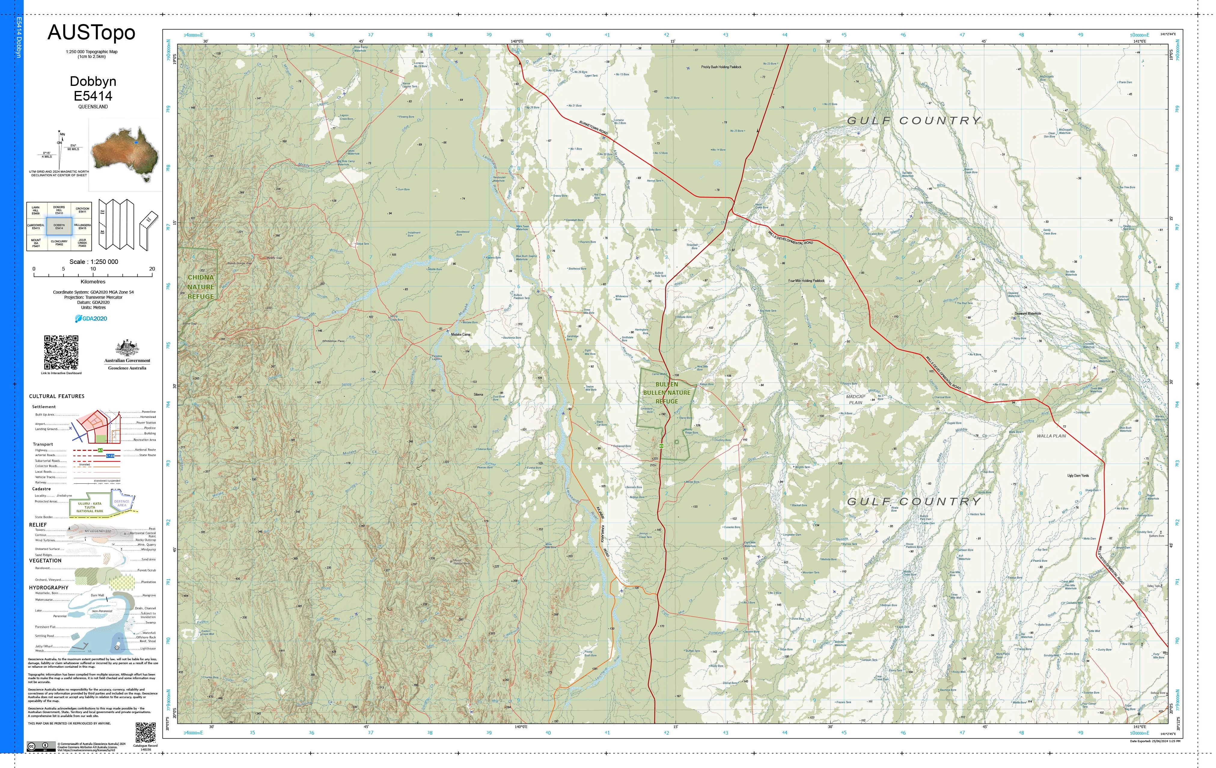 Dobbyn E5414 AUSTopo 1:250,000 Map