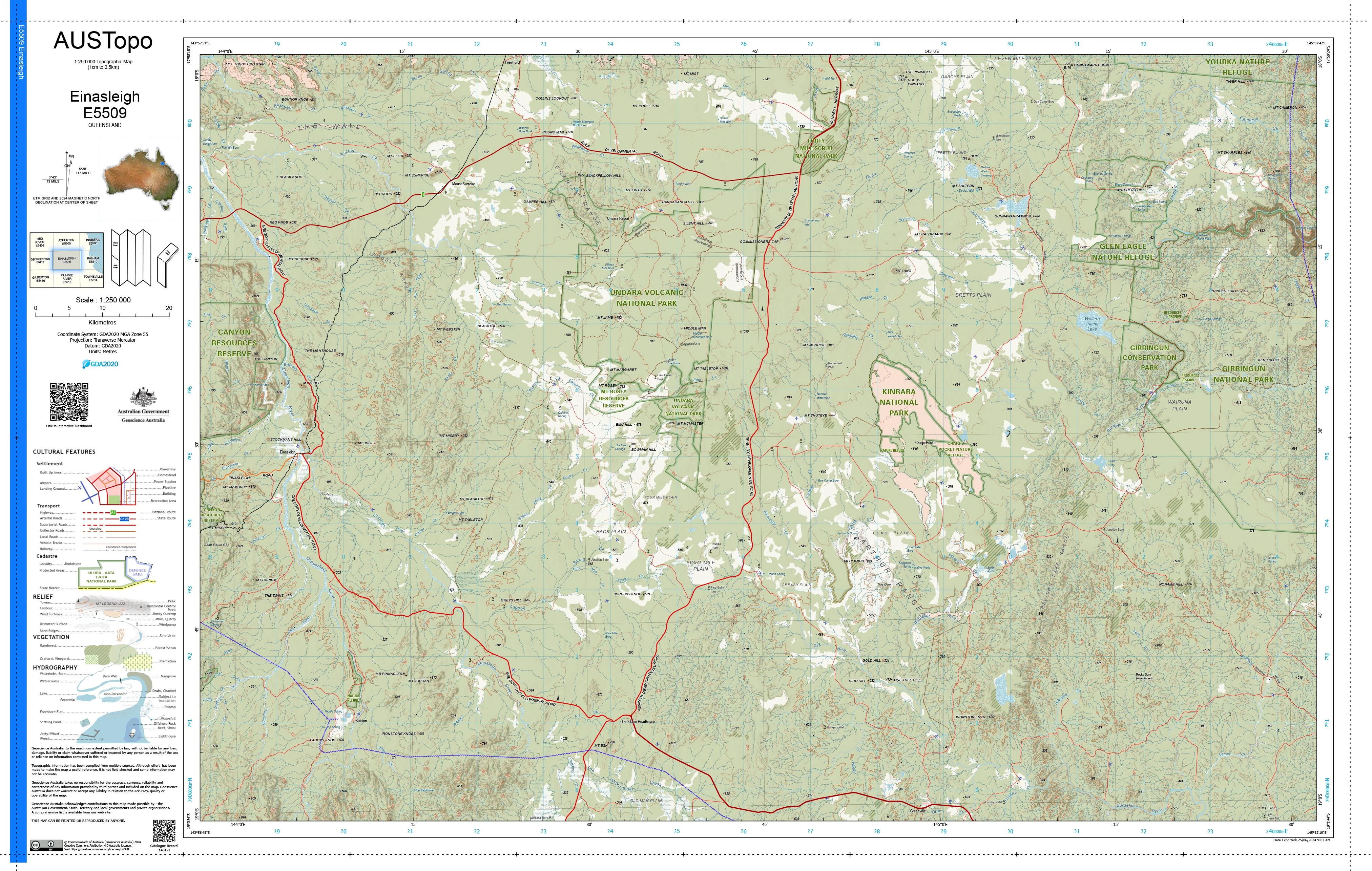 Einasleigh E5509 AUSTopo 1:250,000 Map