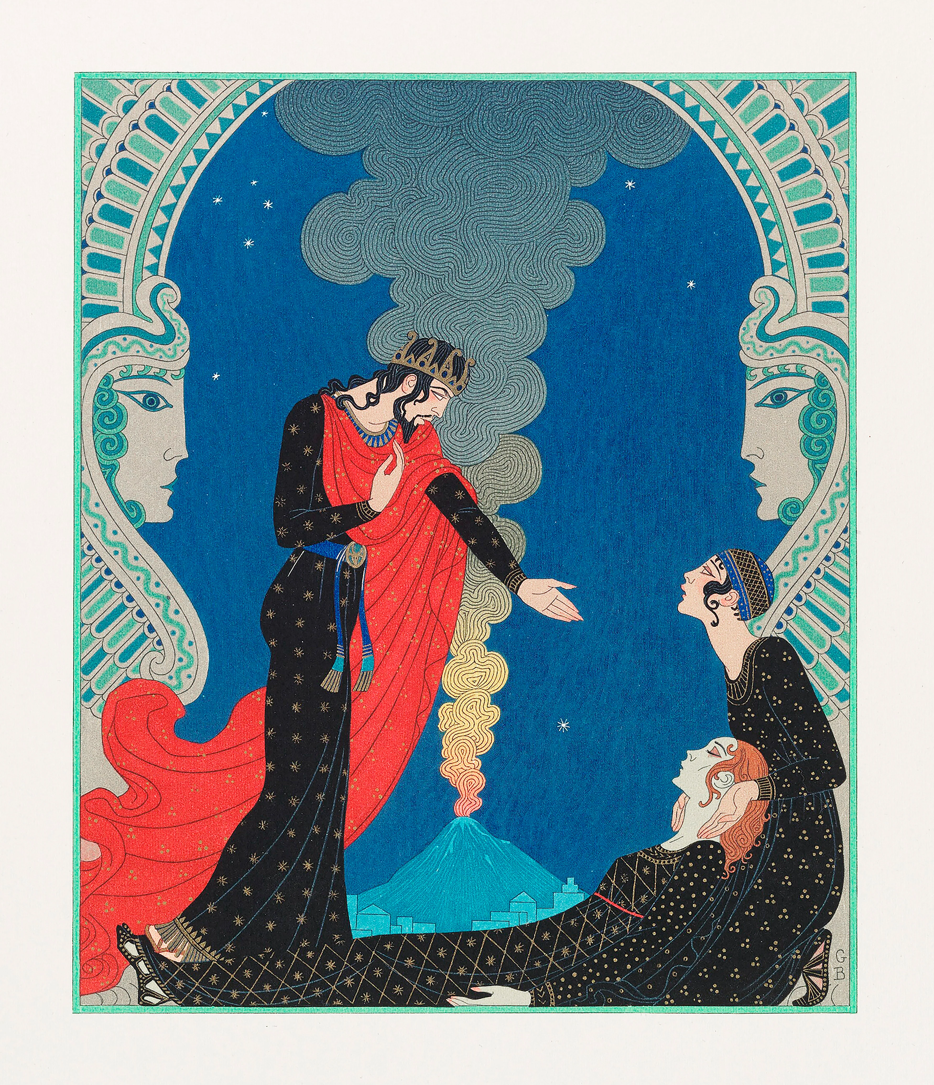 Empedocles and Panthea (1929) fashion illustration by George Barbier