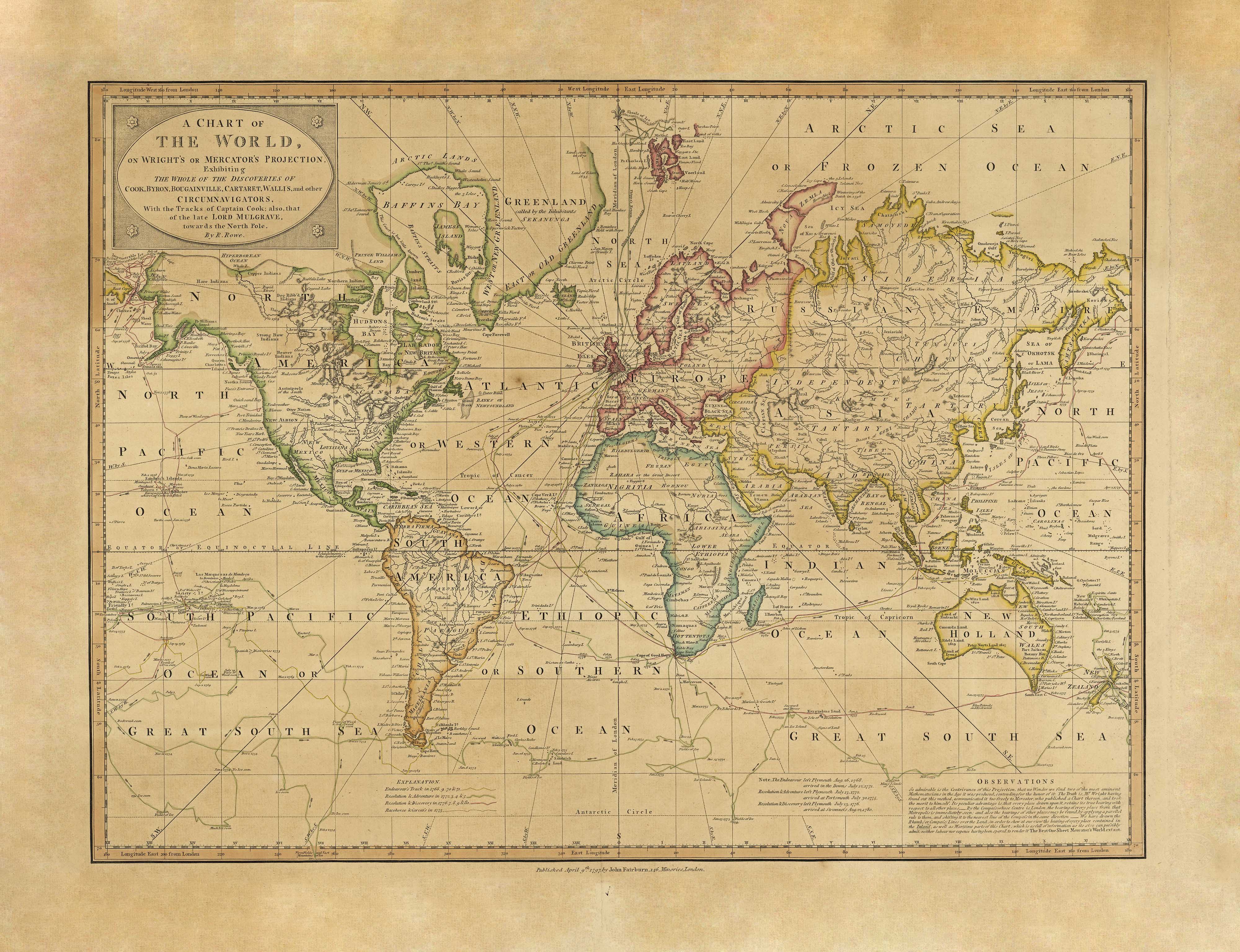Explorers Map of the World published in 1797