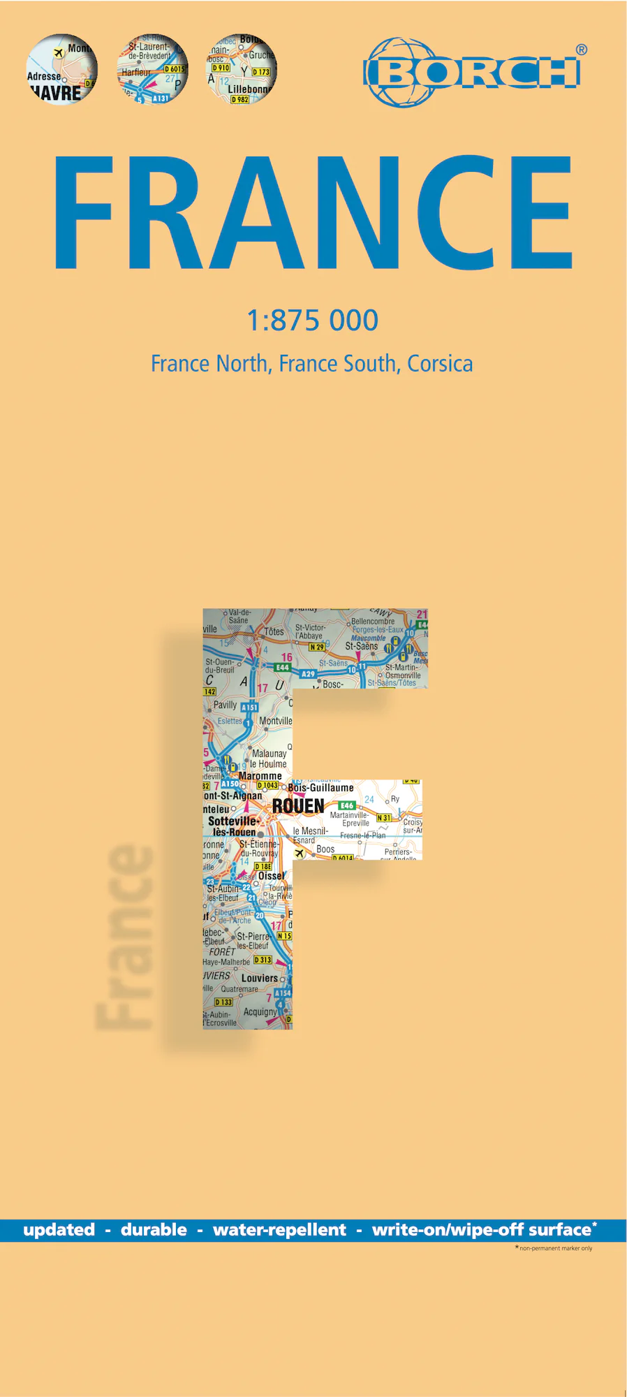 France Borch Folded Laminated Map