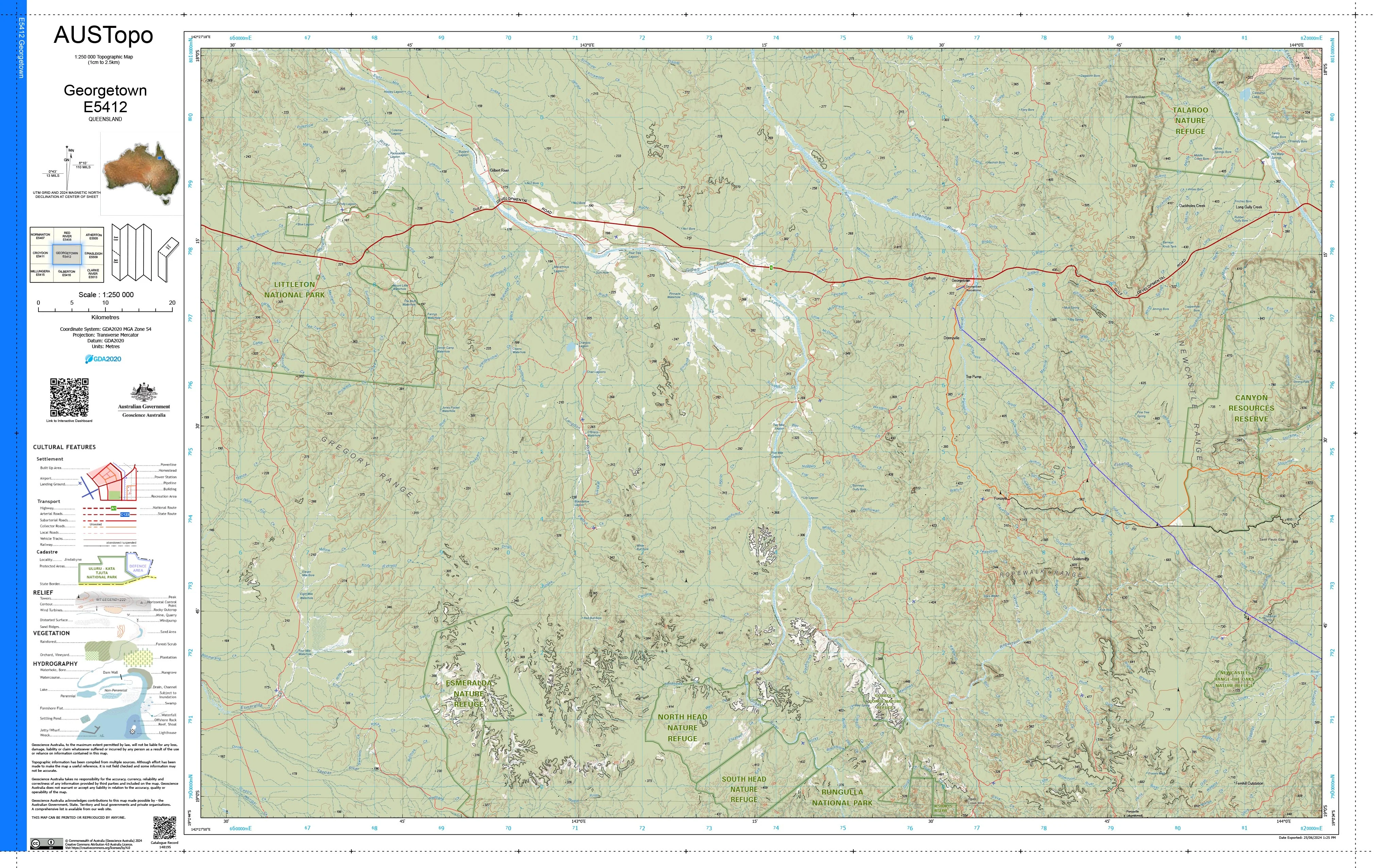 Georgetown E5412 AUSTopo 1:250,000 Map